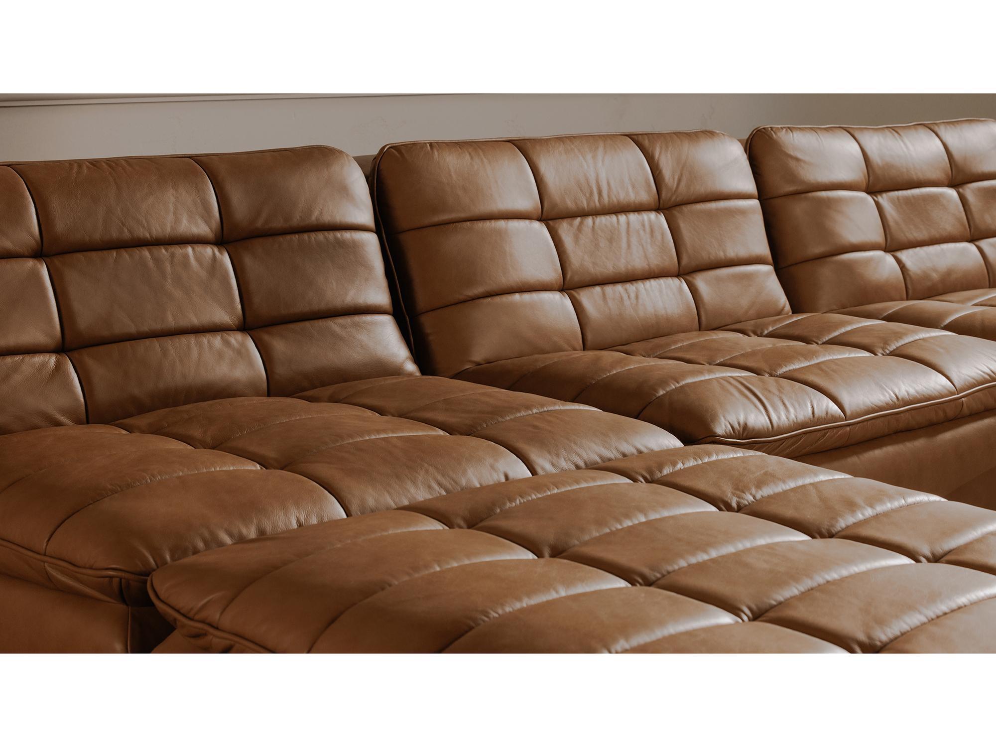 Moe's Home Lino Brown Leather Ottoman