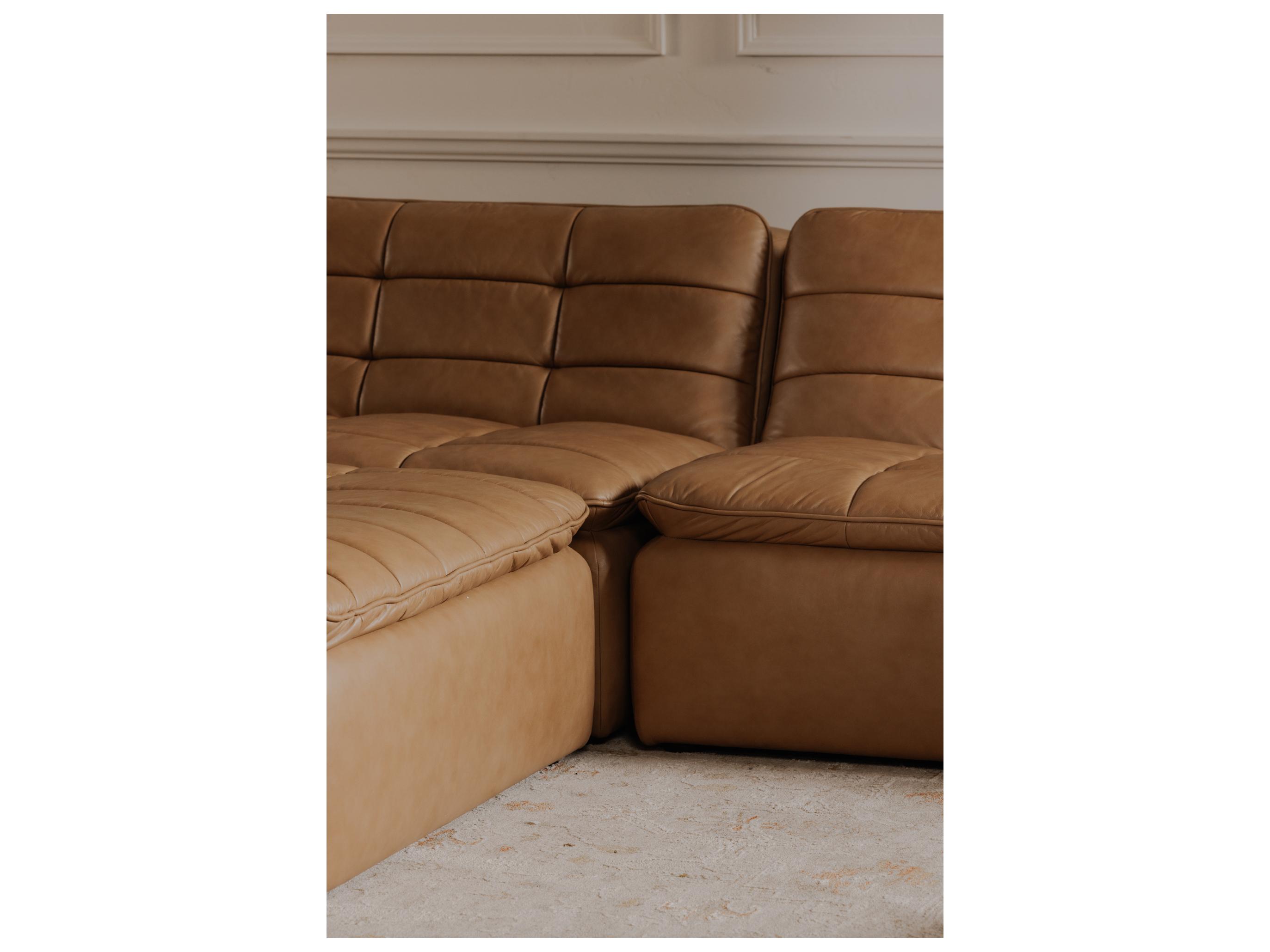 Moe's Home Lino Brown Leather Ottoman