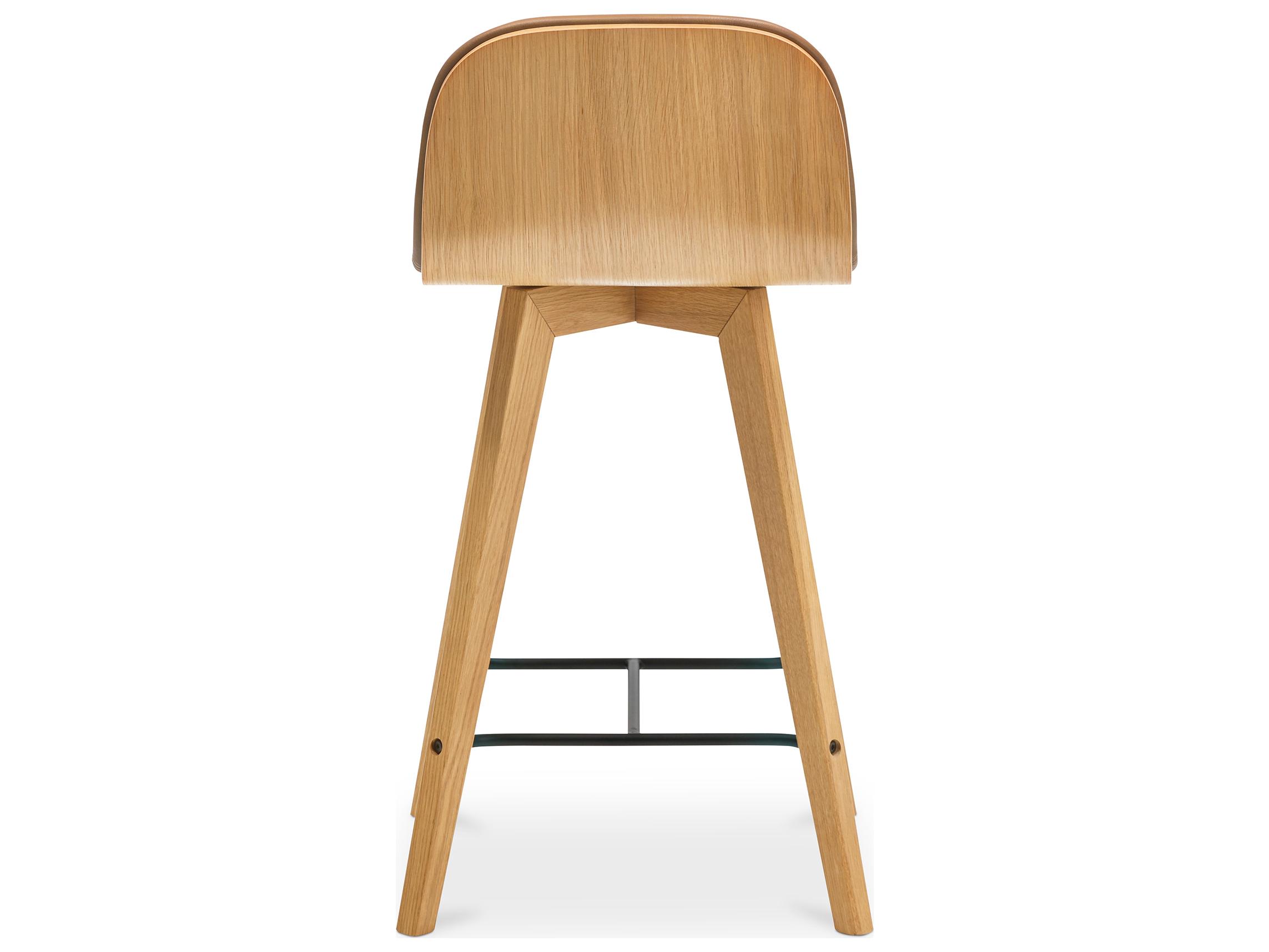 Moe's Home Leather Oak Wood White Oil Black Metal Camel Counter Stool