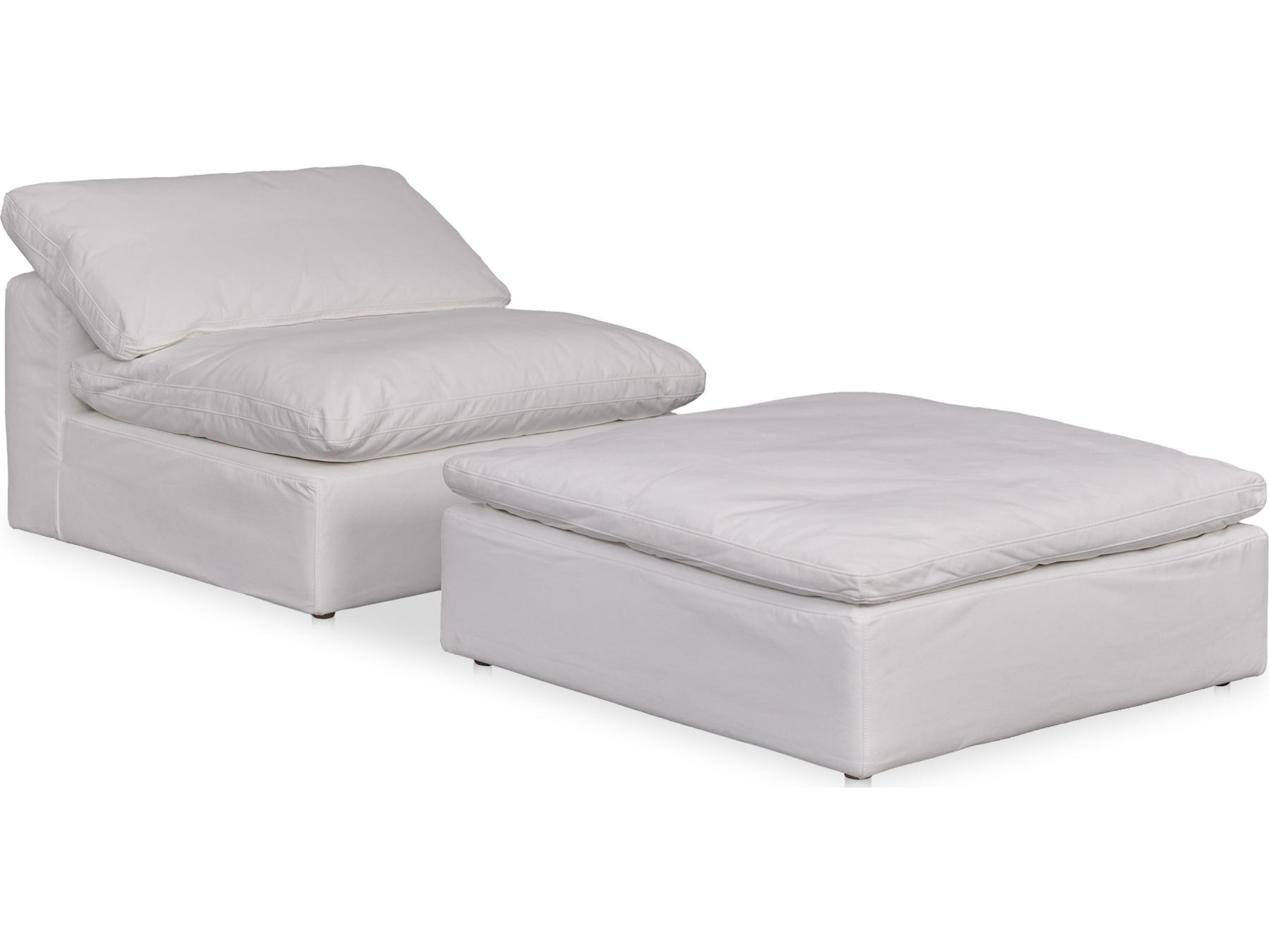 Moe's Home Terra Peyton Pearl White Upholstered Ottoman