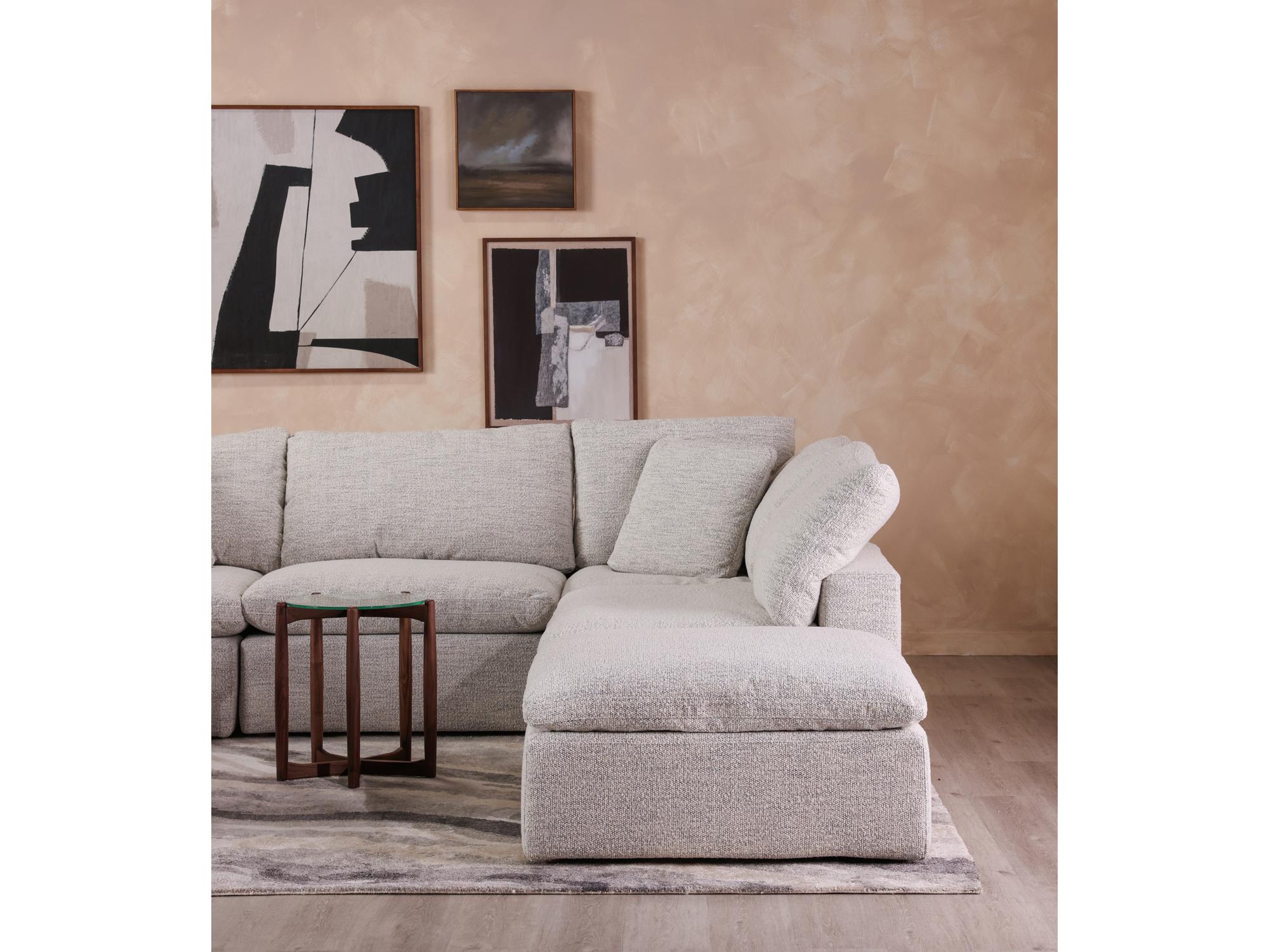 Moe's Home Terra Coastside Sand Beige Upholstered Ottoman