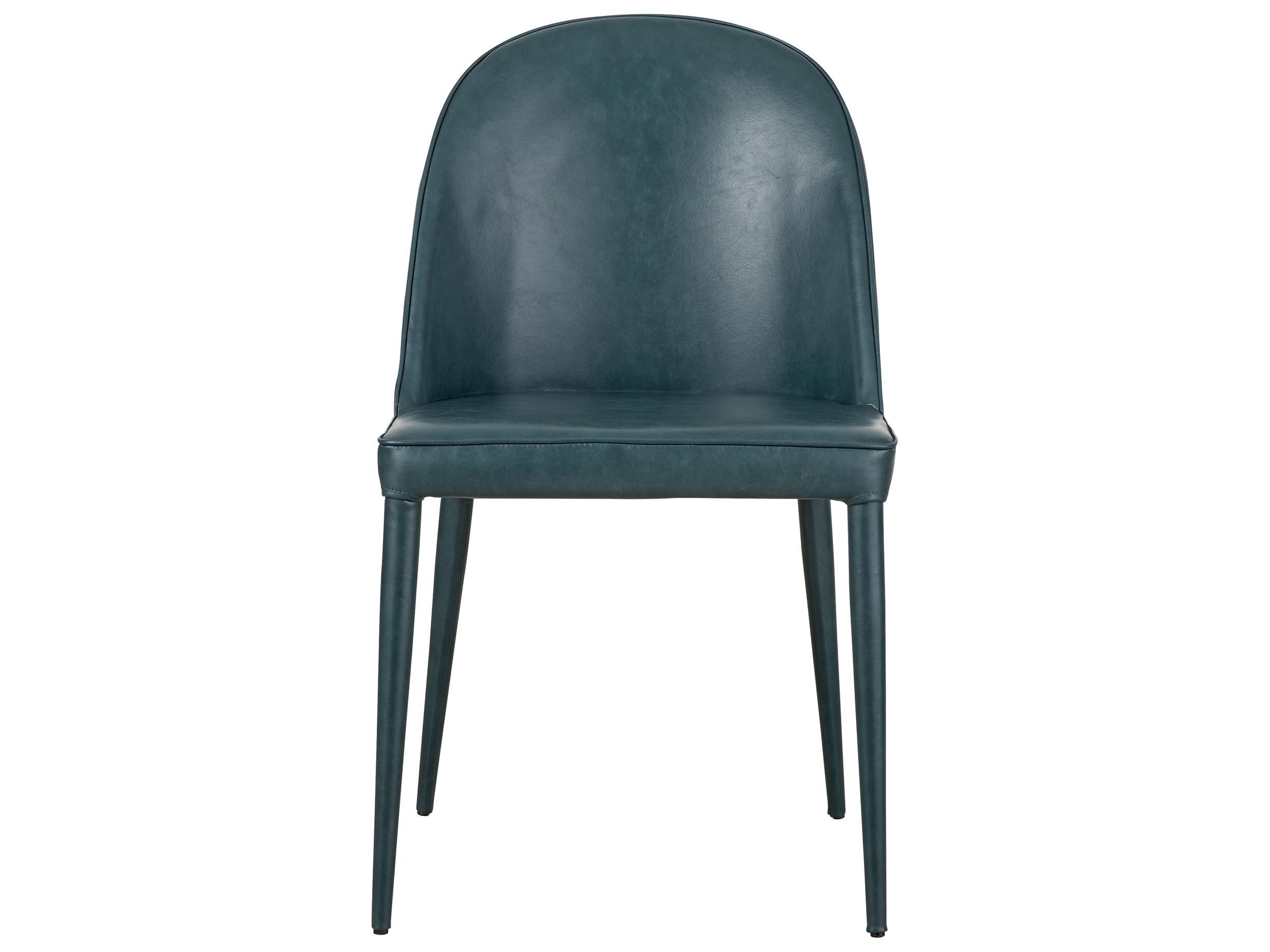 Moe's Home Burton Leather Blue Upholstered Side Dining Chair - Set of Two