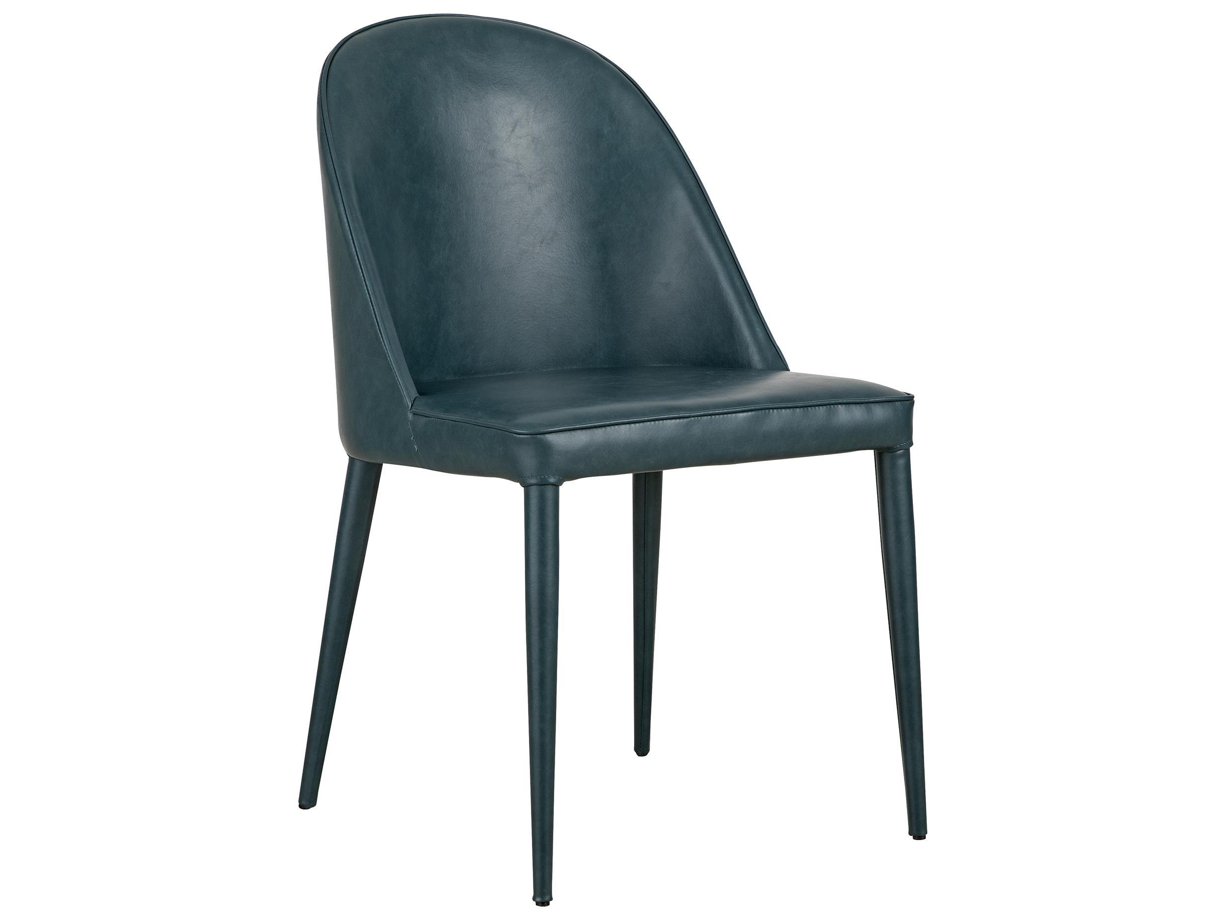 Moe's Home Burton Leather Blue Upholstered Side Dining Chair - Set of Two