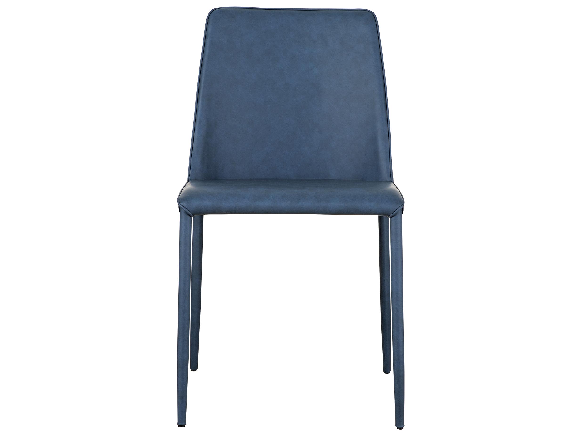 Moe's Home Leather Ply Wood Blue Upholstered Side Dining Chair - Set of Two