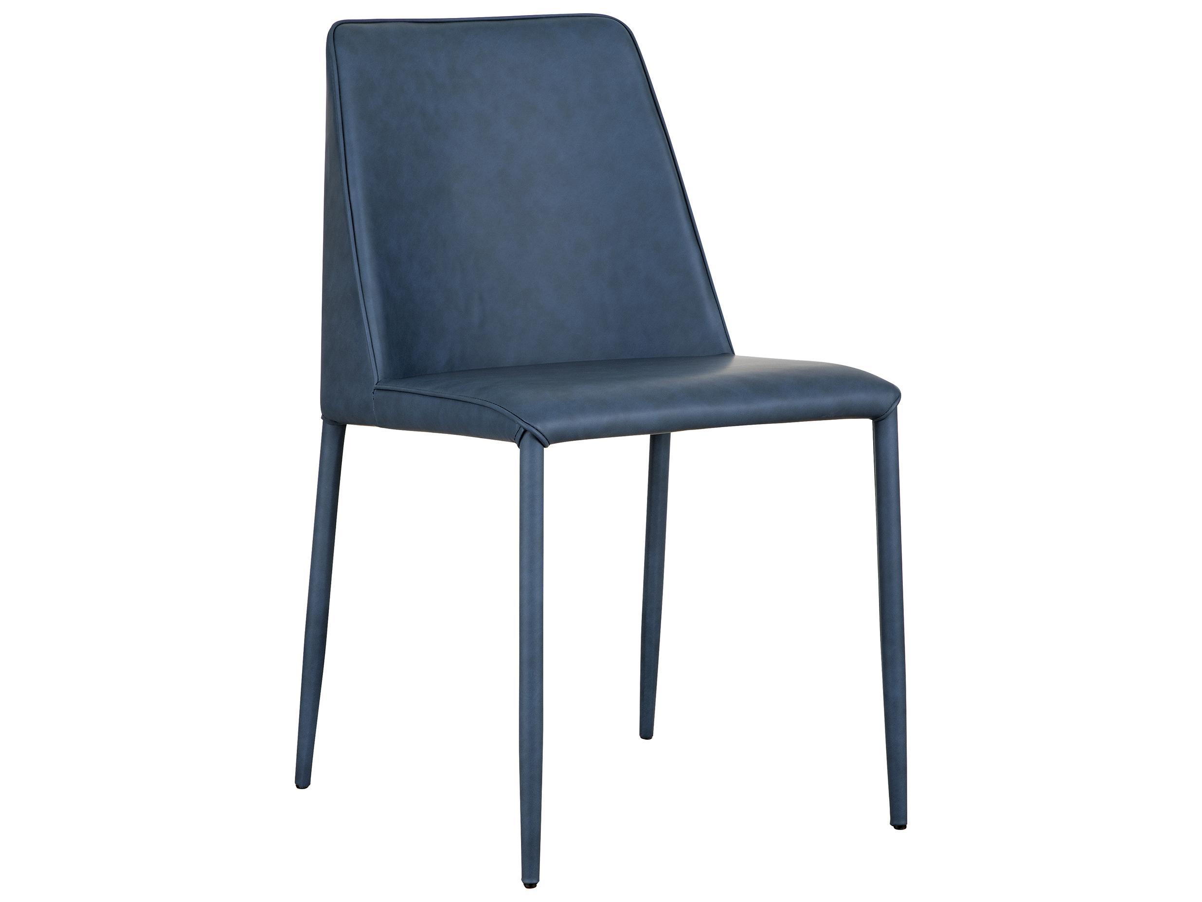 Moe's Home Leather Ply Wood Blue Upholstered Side Dining Chair - Set of Two