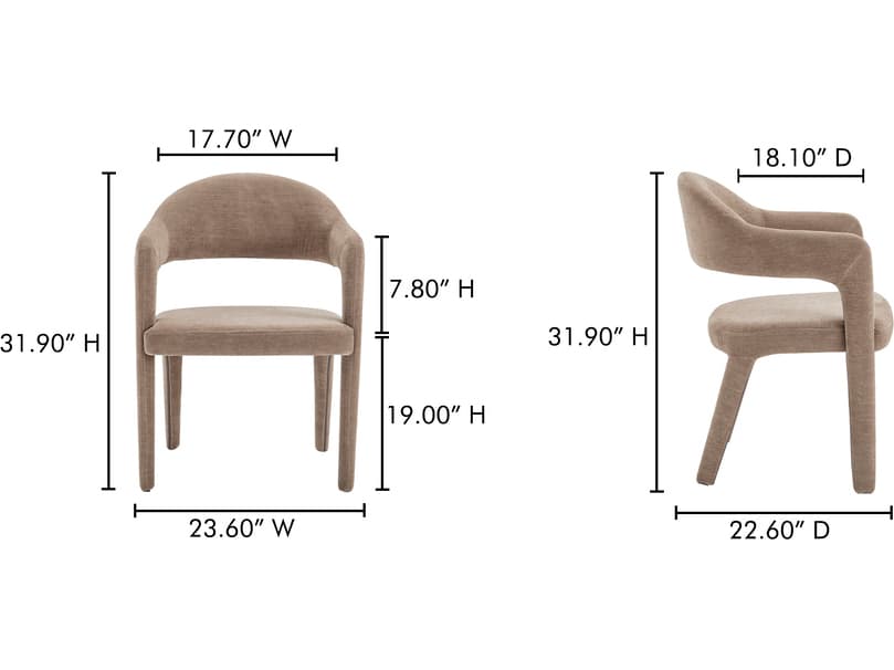 Moe's Home Martens Plywood Camel Upholstered Arm Dining Chair