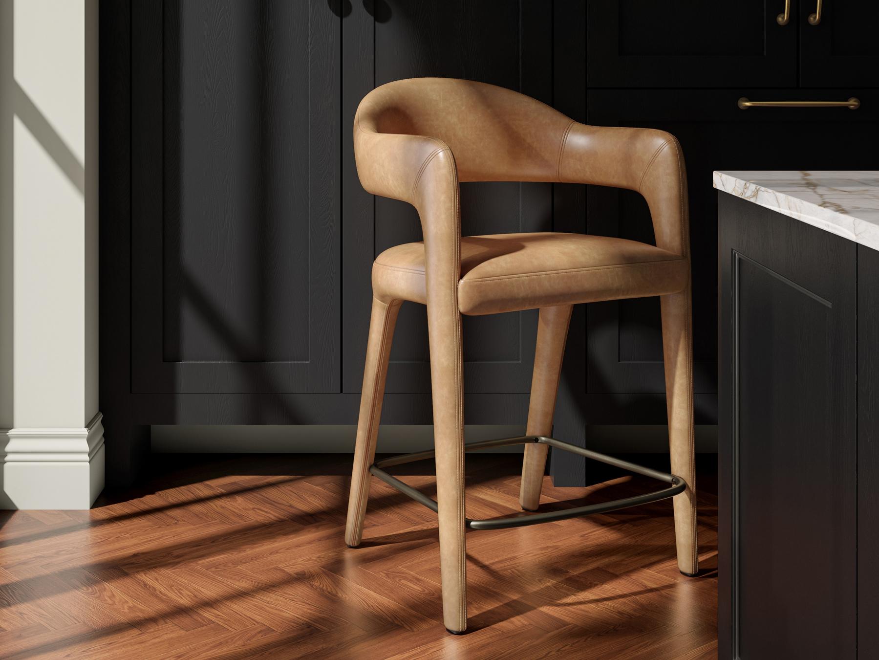 Moe's Home Martens Brown Leather Plywood Counter Stool