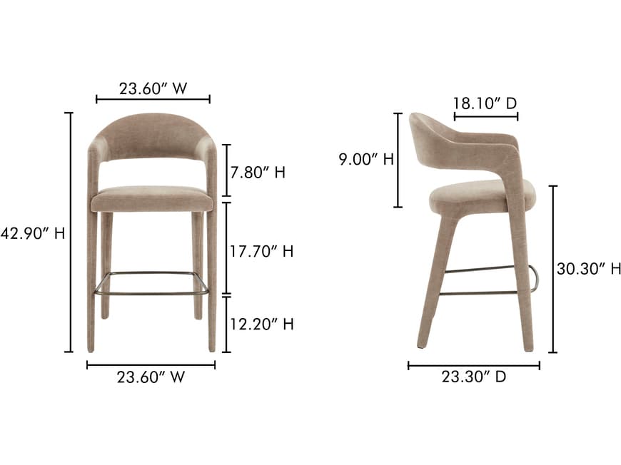 Moe's Home Martens Camel Upholstered Plywood Bar Stool