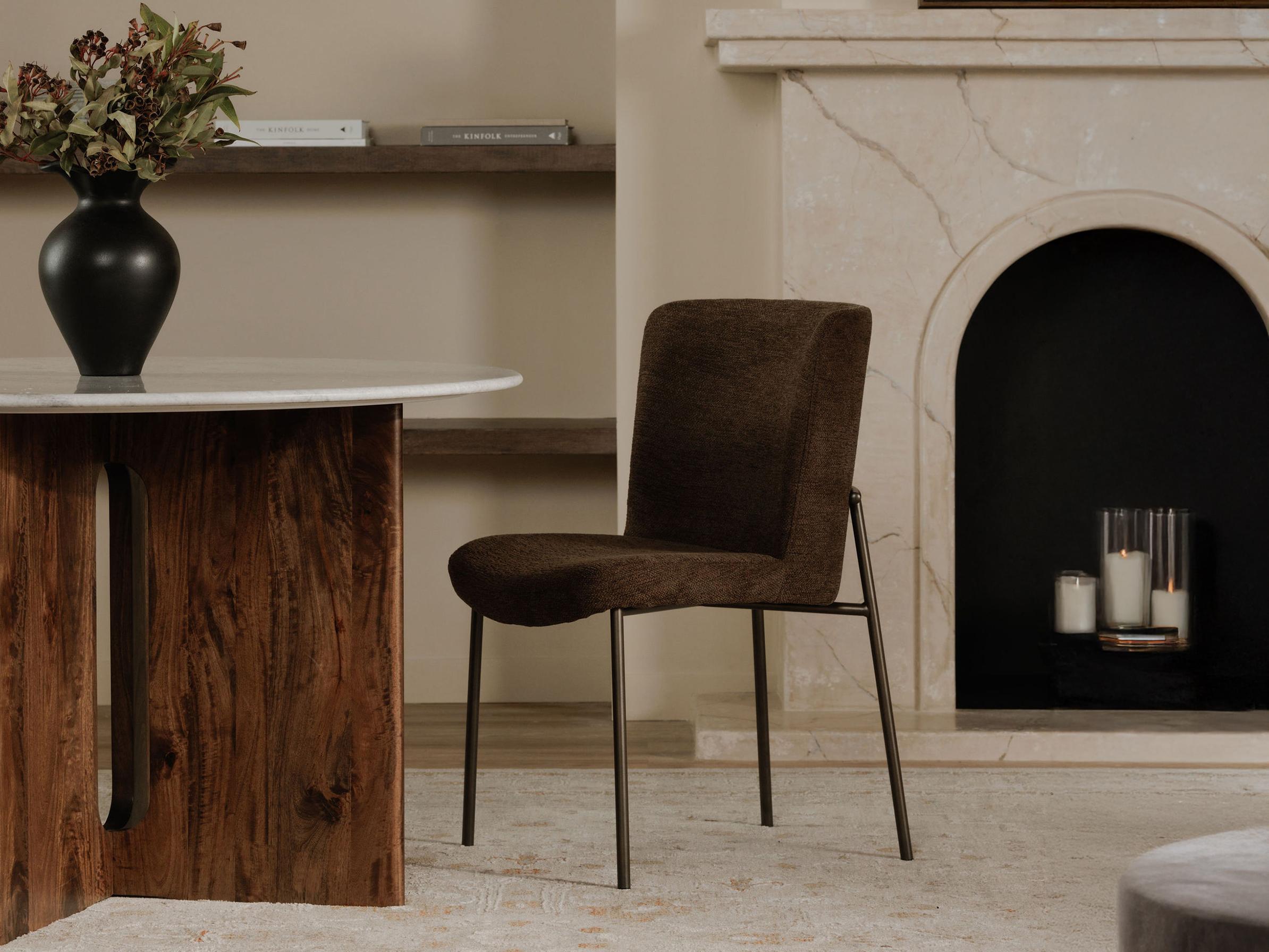 Moe's Home Early Dark Brown Upholstered Armless Dining Chair