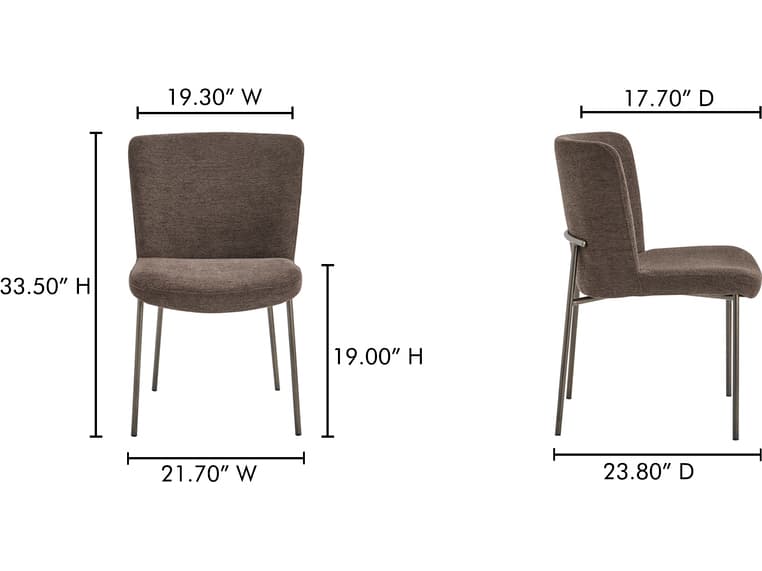 Moe's Home Early Dark Brown Upholstered Armless Dining Chair