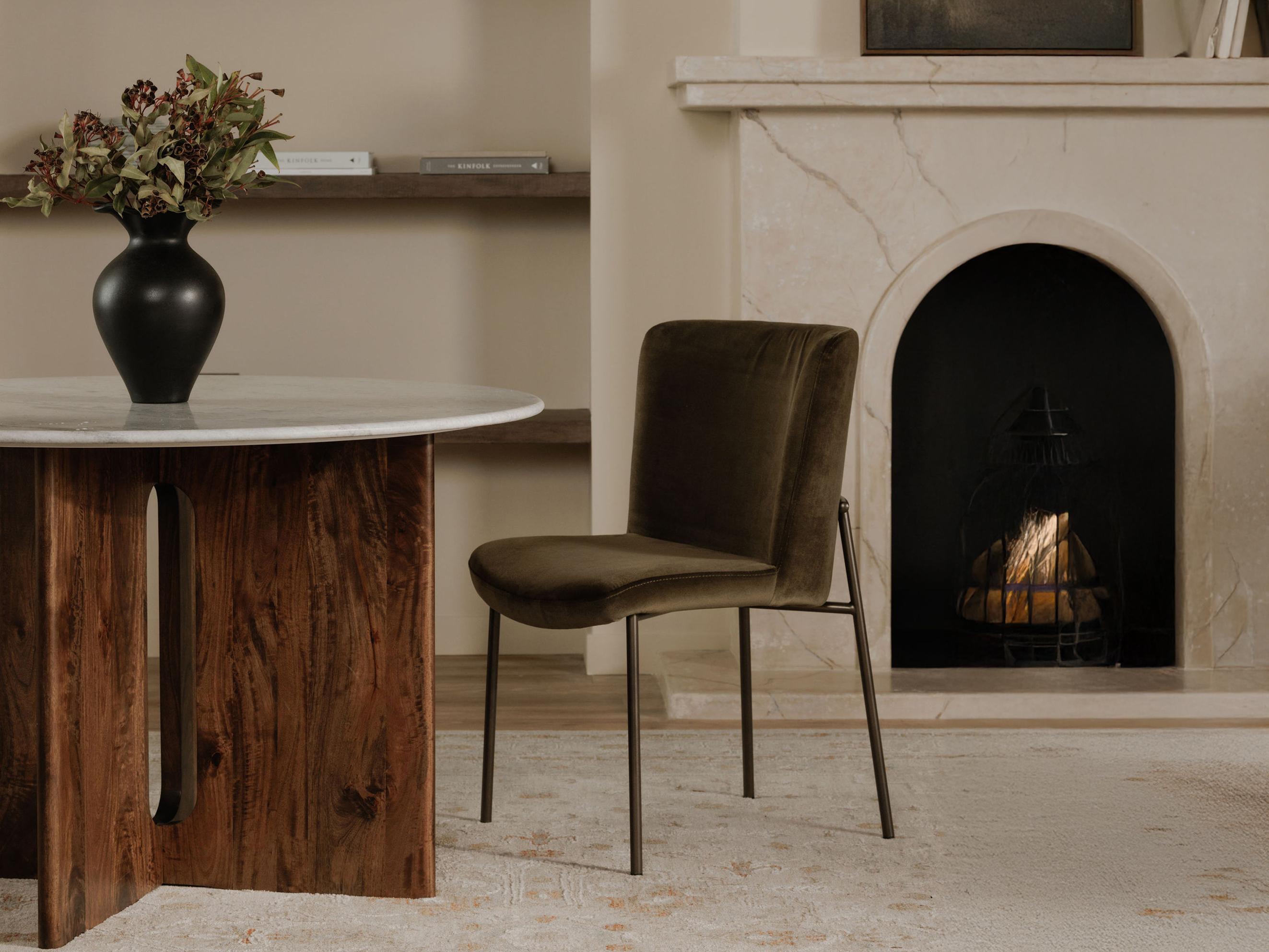 Moe's Home Early Faux Green Mohair Dining Chair