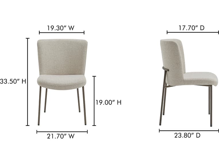 Moe's Home Early Beige Upholstered Armless Dining Chair