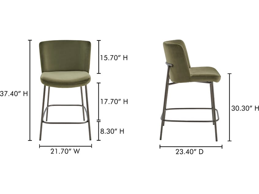 Moe's Home Early Faux Green Mohair Counter Stool