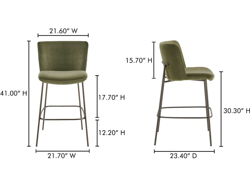 Moe's Home Early Faux Green Mohair Bar Stool