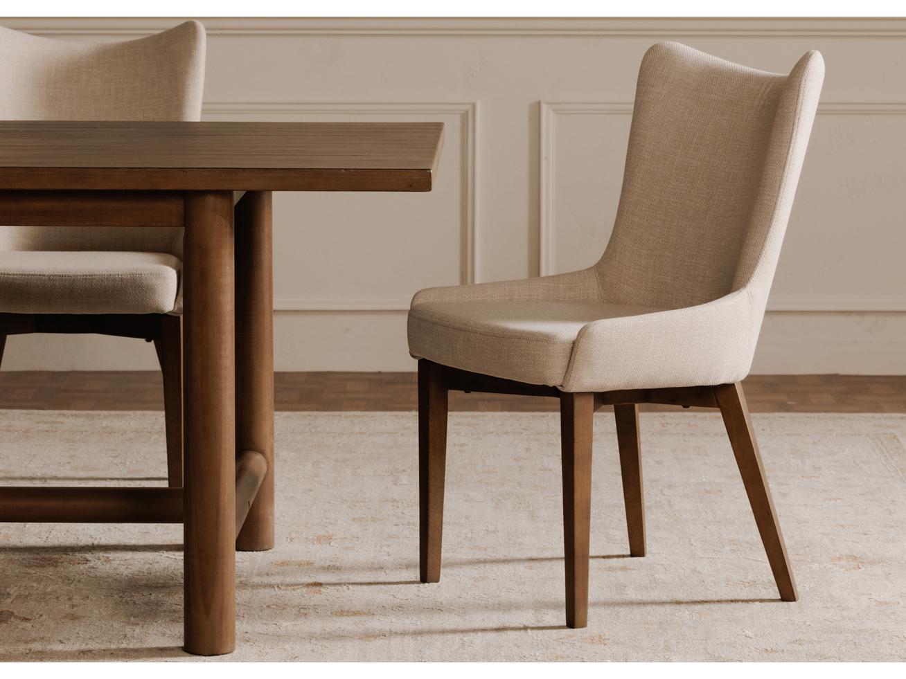 Moe's Home Potter Rubberwood Beige Upholstered Armless Dining Chair