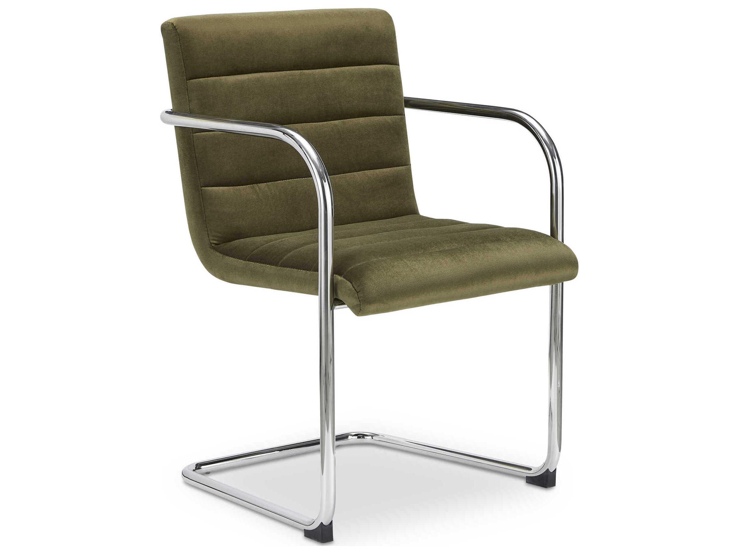 Moe's Home Pedro Plywood Green Upholstered Arm Dining Chair Set of 2