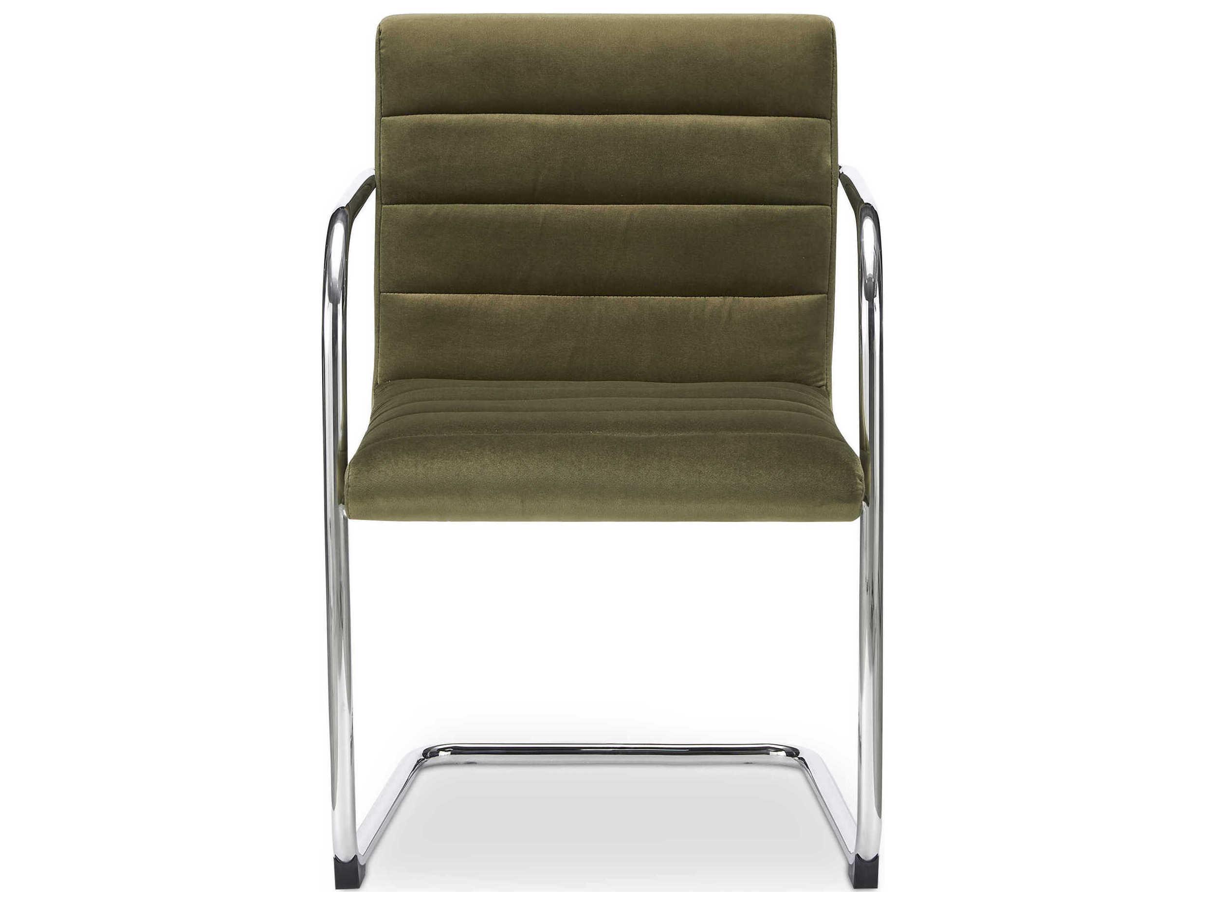 Moe's Home Pedro Plywood Green Upholstered Arm Dining Chair Set of 2