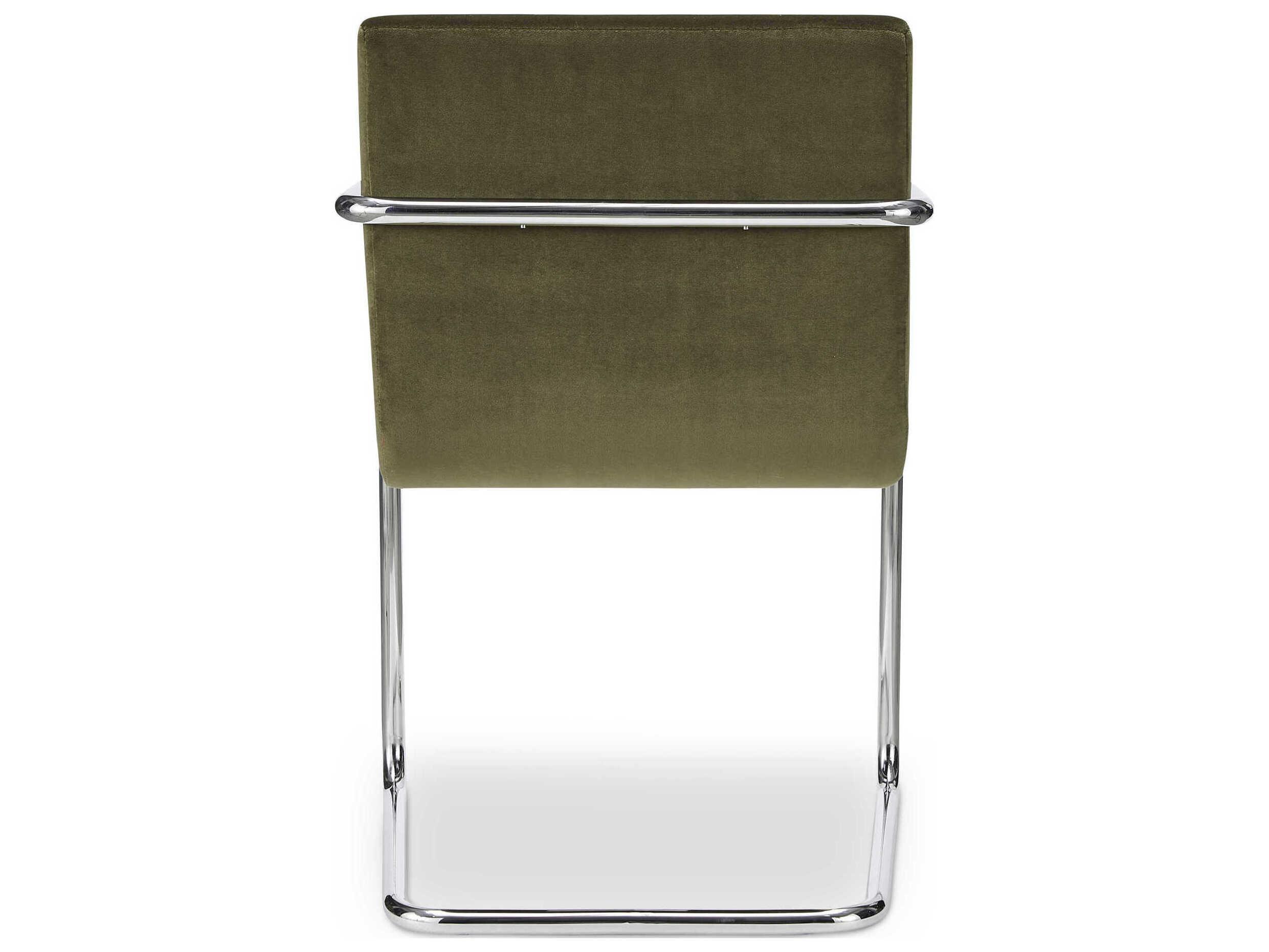 Moe's Home Pedro Plywood Green Upholstered Arm Dining Chair Set of 2