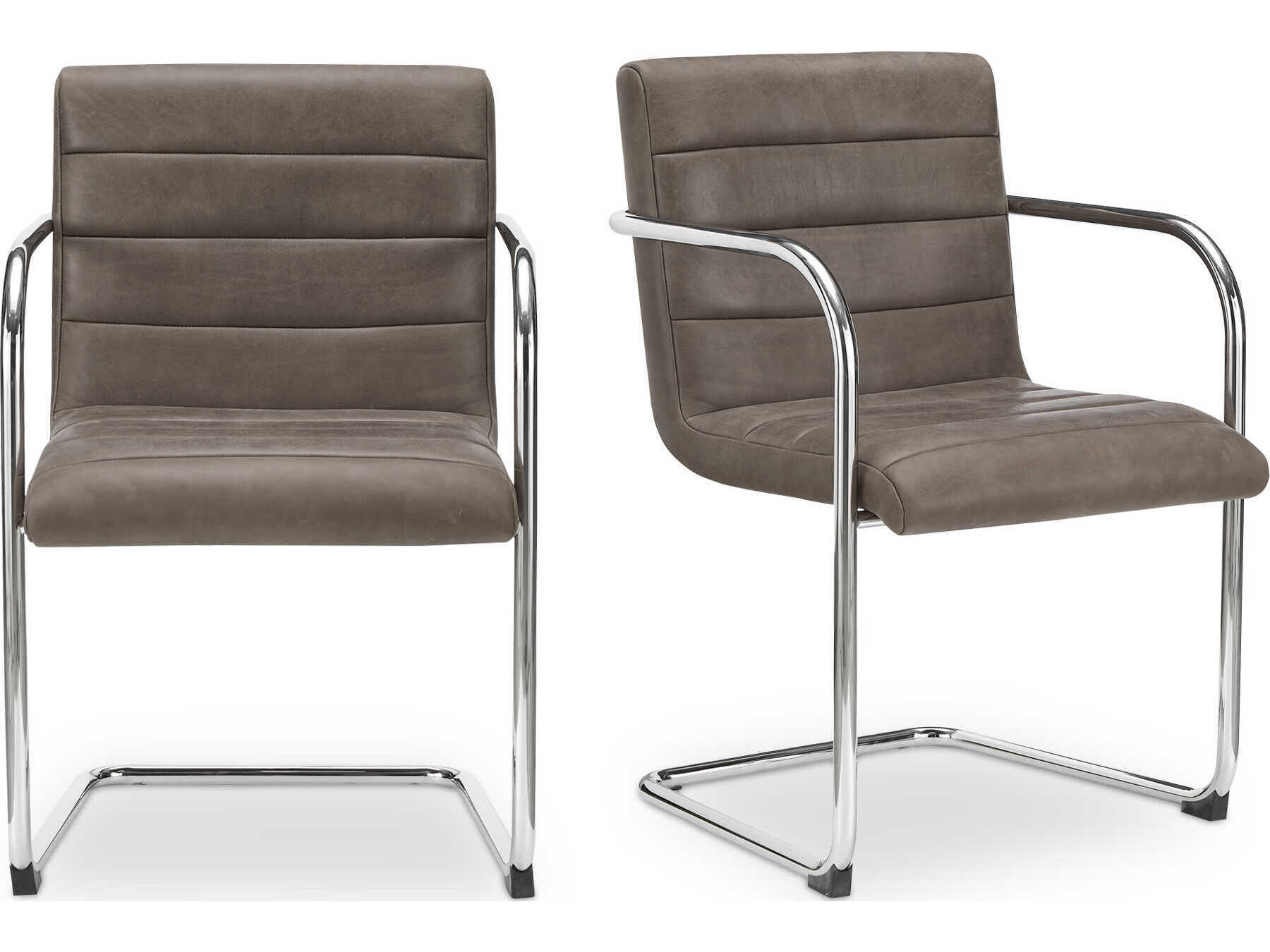 Moe's Home Pedro Plywood Brown Upholstered Arm Dining Chair Set of 2