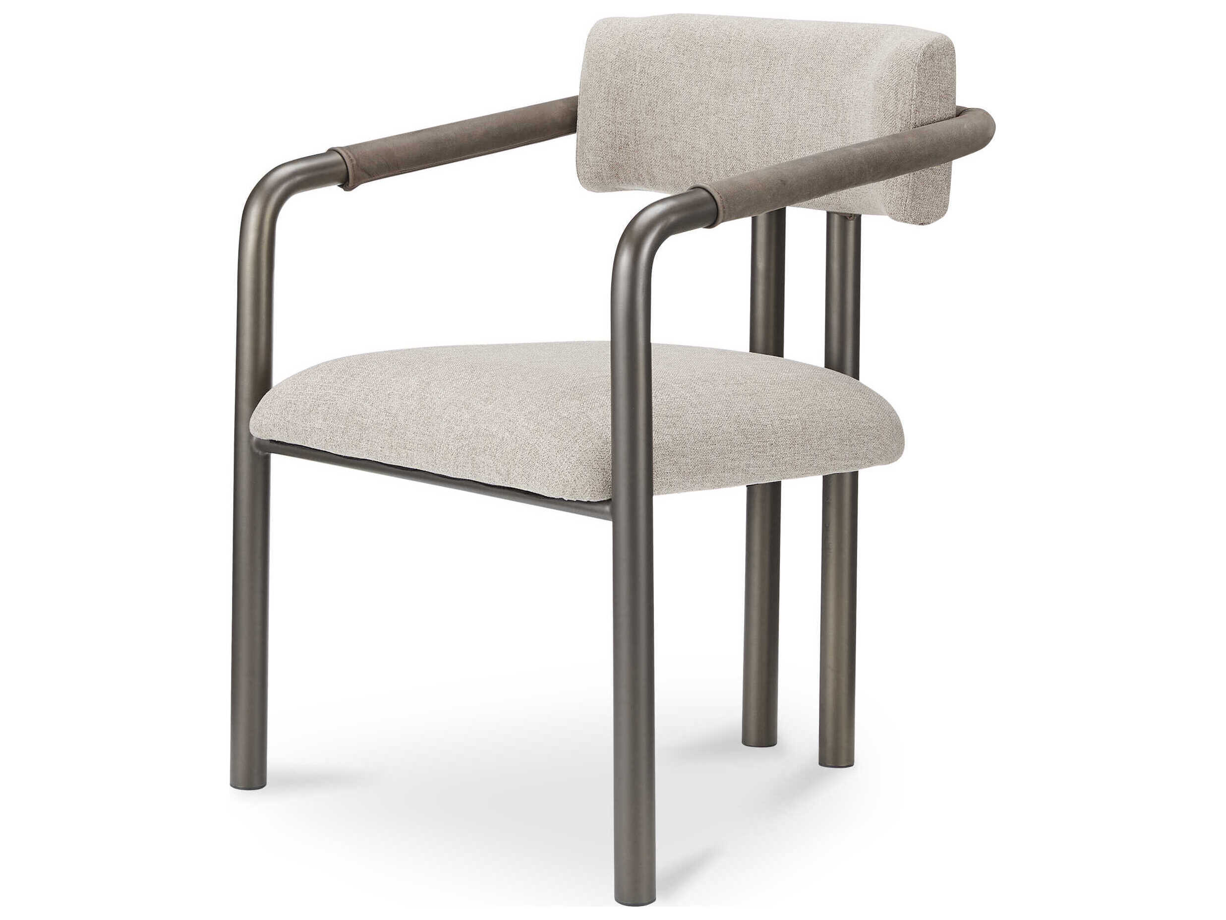 Moe's Home Cassidy Plywood Beige Upholstered Arm Dining Chair