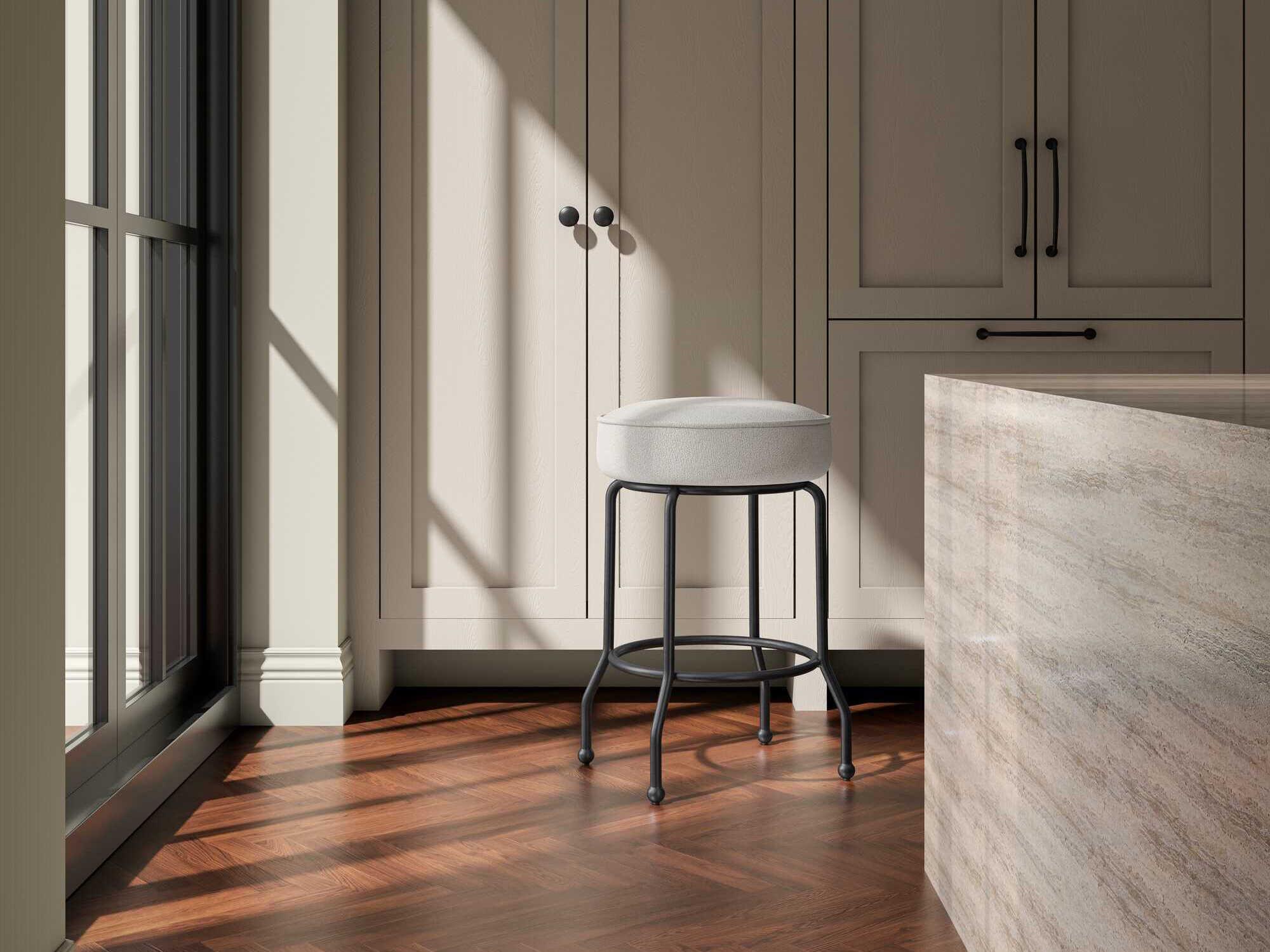 Moe's Home Kelsey Beige Upholstered Swivel Plywood Counter Stool