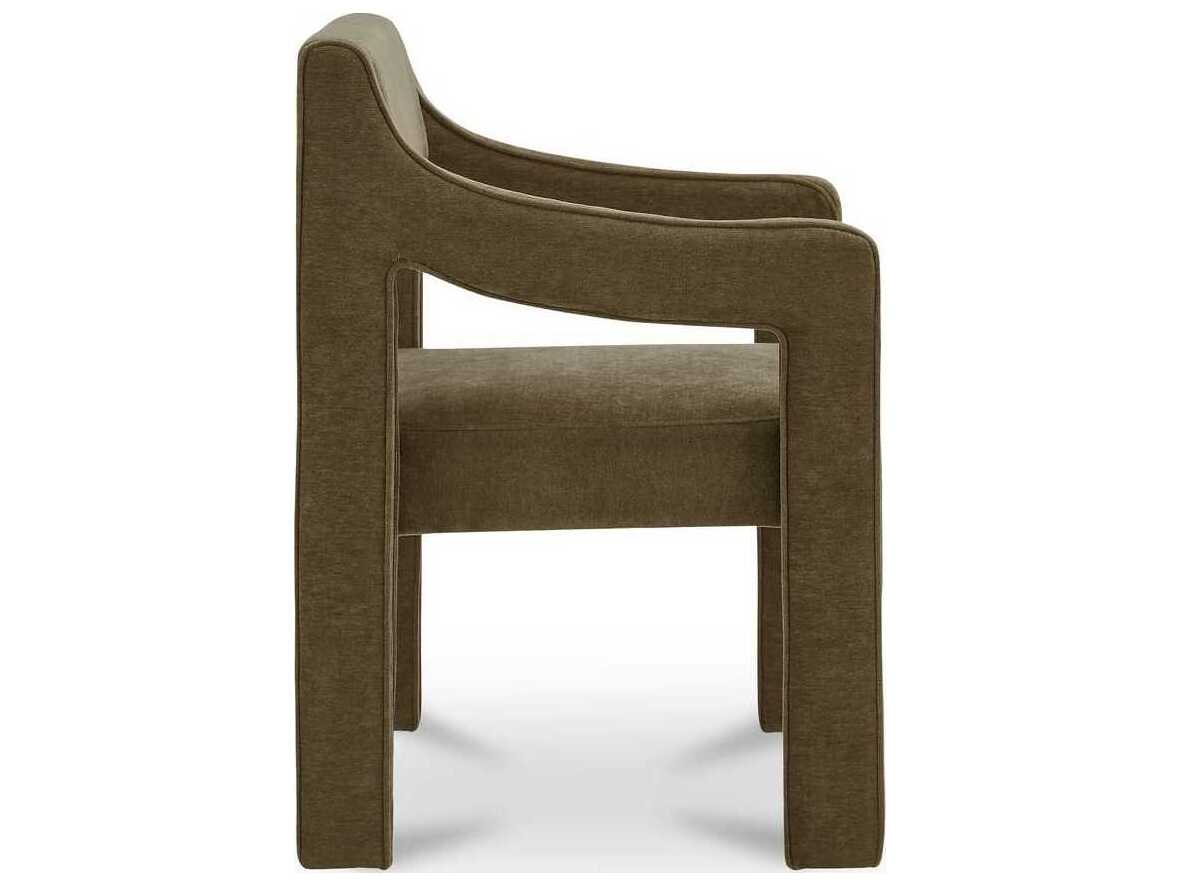 Moe's Home Elise Solid Wood Green Upholstered Arm Dining Chair