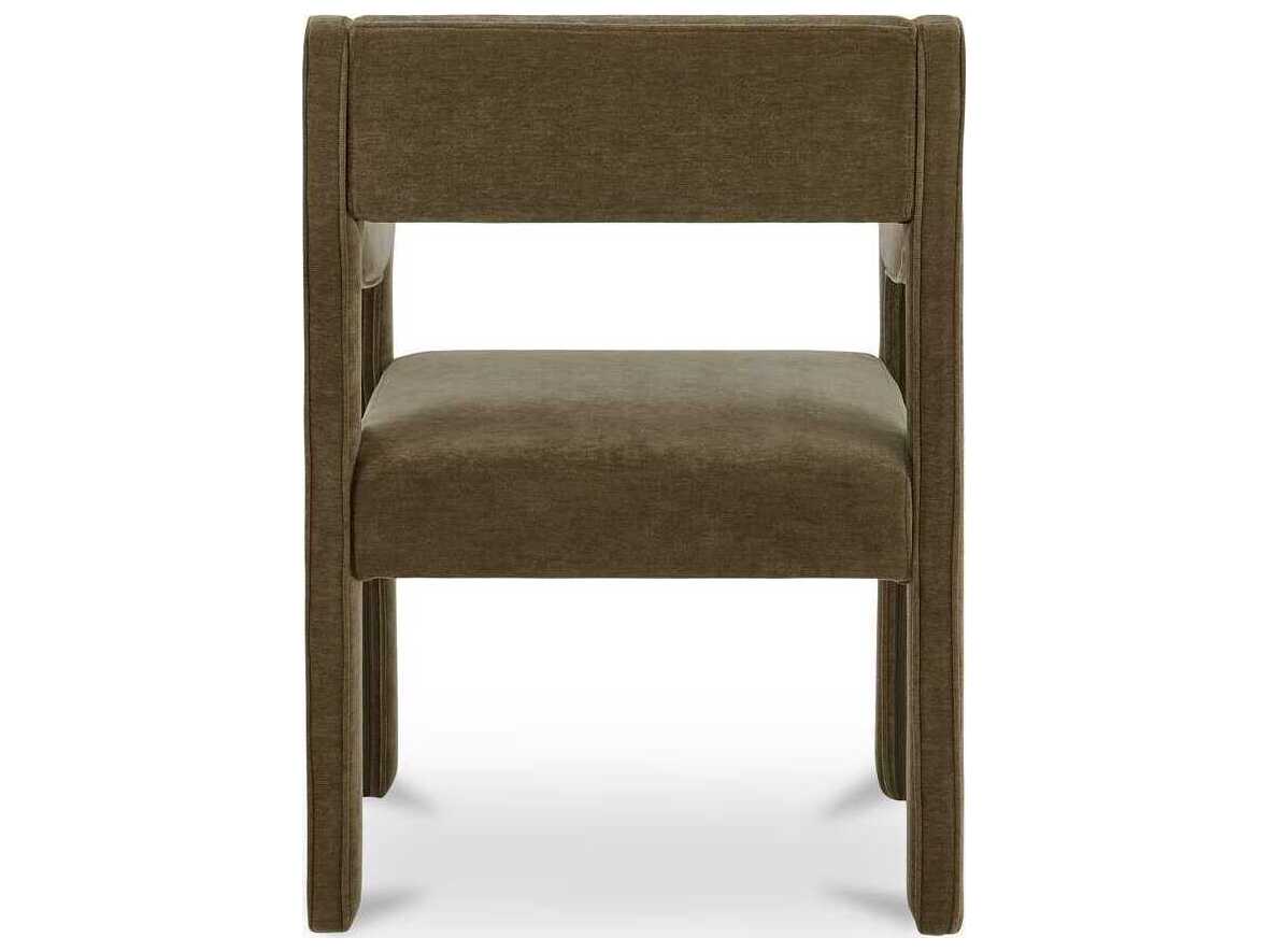 Moe's Home Elise Solid Wood Green Upholstered Arm Dining Chair