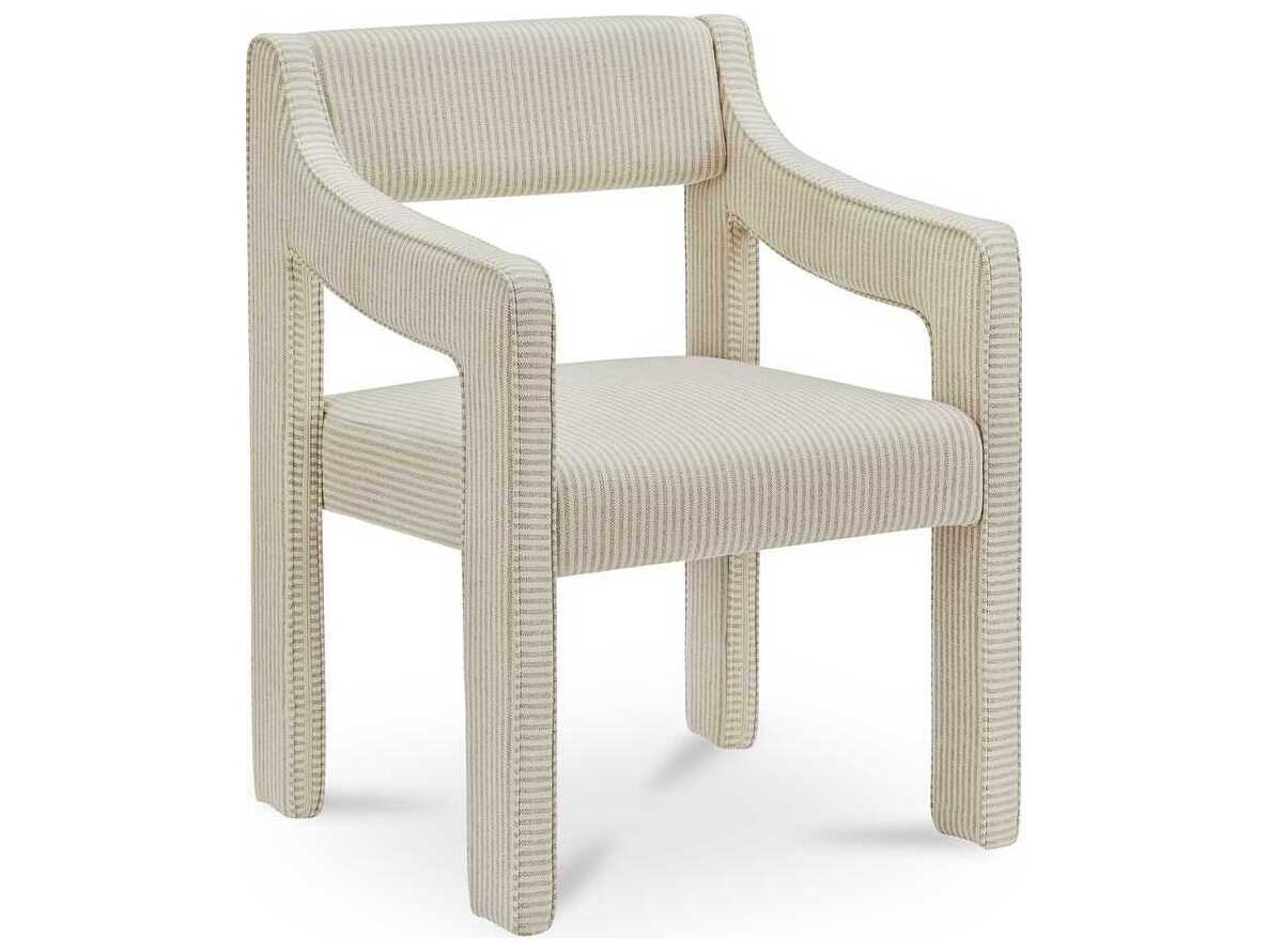 Moe's Home Elise Solid Wood Beige Upholstered Arm Dining Chair