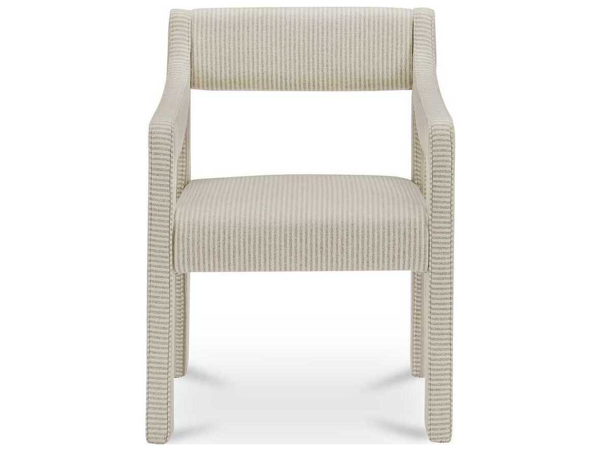 Moe's Home Elise Solid Wood Beige Upholstered Arm Dining Chair