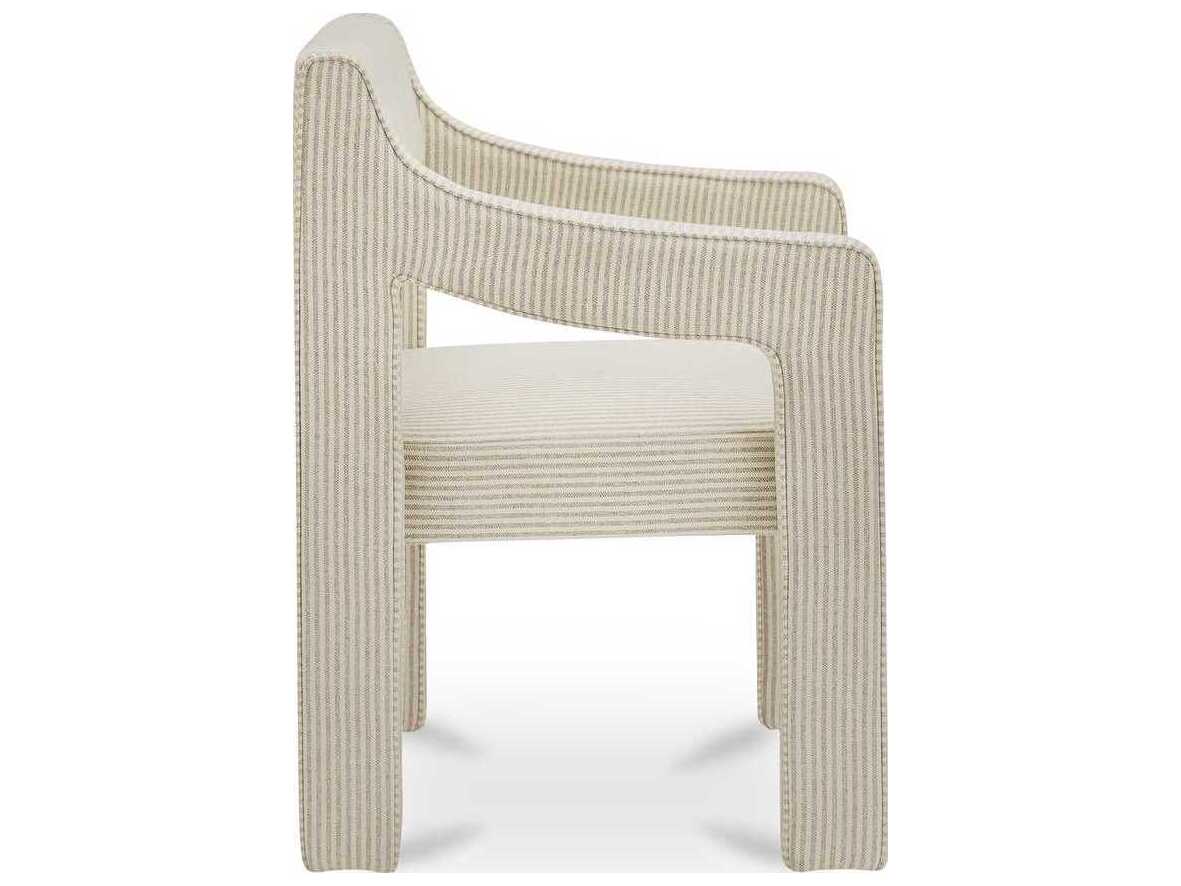 Moe's Home Elise Solid Wood Beige Upholstered Arm Dining Chair