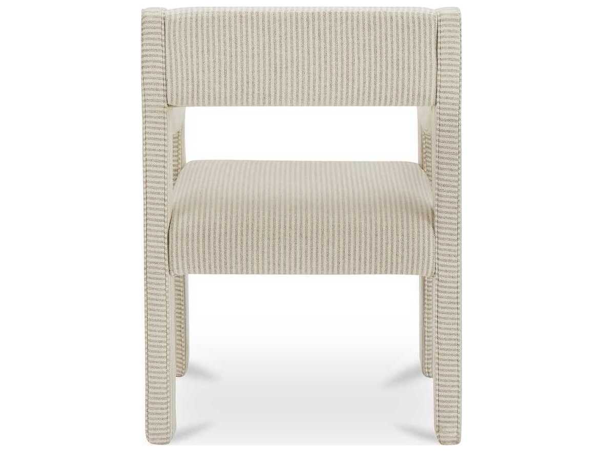 Moe's Home Elise Solid Wood Beige Upholstered Arm Dining Chair