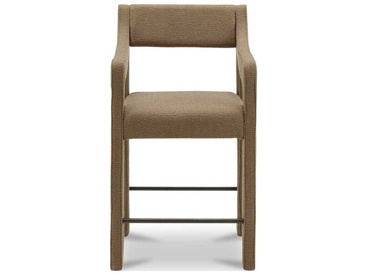 Moe's Home Elise Brown Upholstered Solid Wood Counter Stool