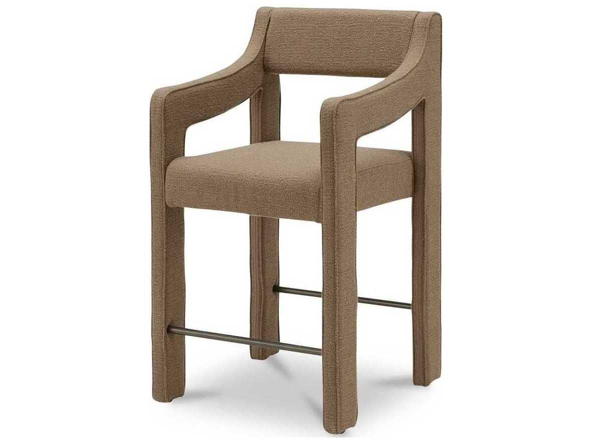 Moe's Home Elise Brown Upholstered Solid Wood Counter Stool