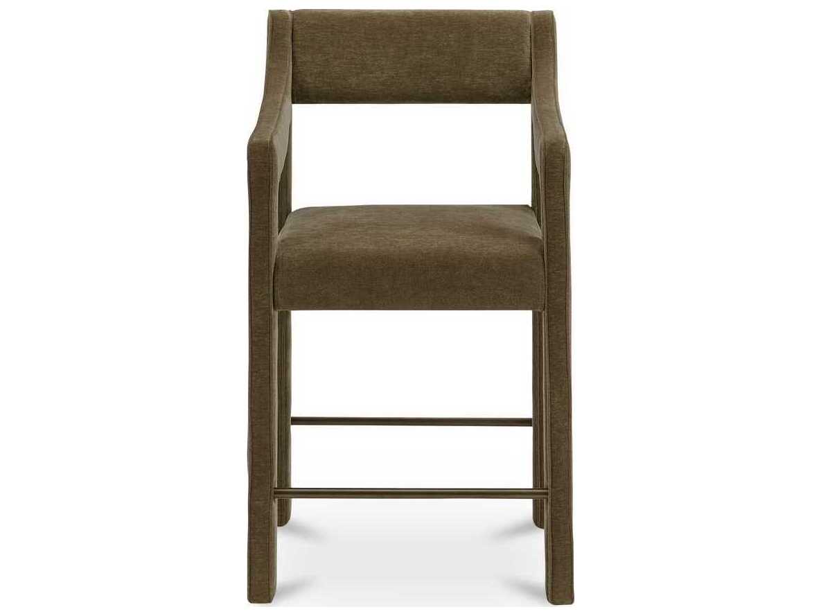 Moe's Home Elise Green Upholstered Solid Wood Counter Stool