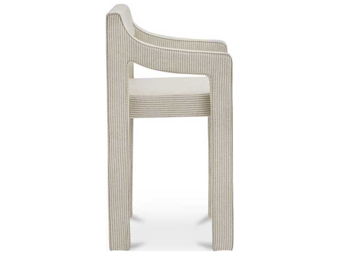 Moe's Home Elise Beige Stripe Upholstered Solid Wood Counter Stool