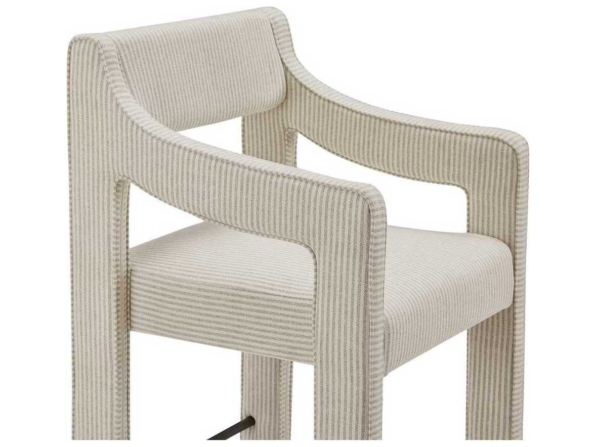 Moe's Home Elise Beige Stripe Upholstered Solid Wood Counter Stool