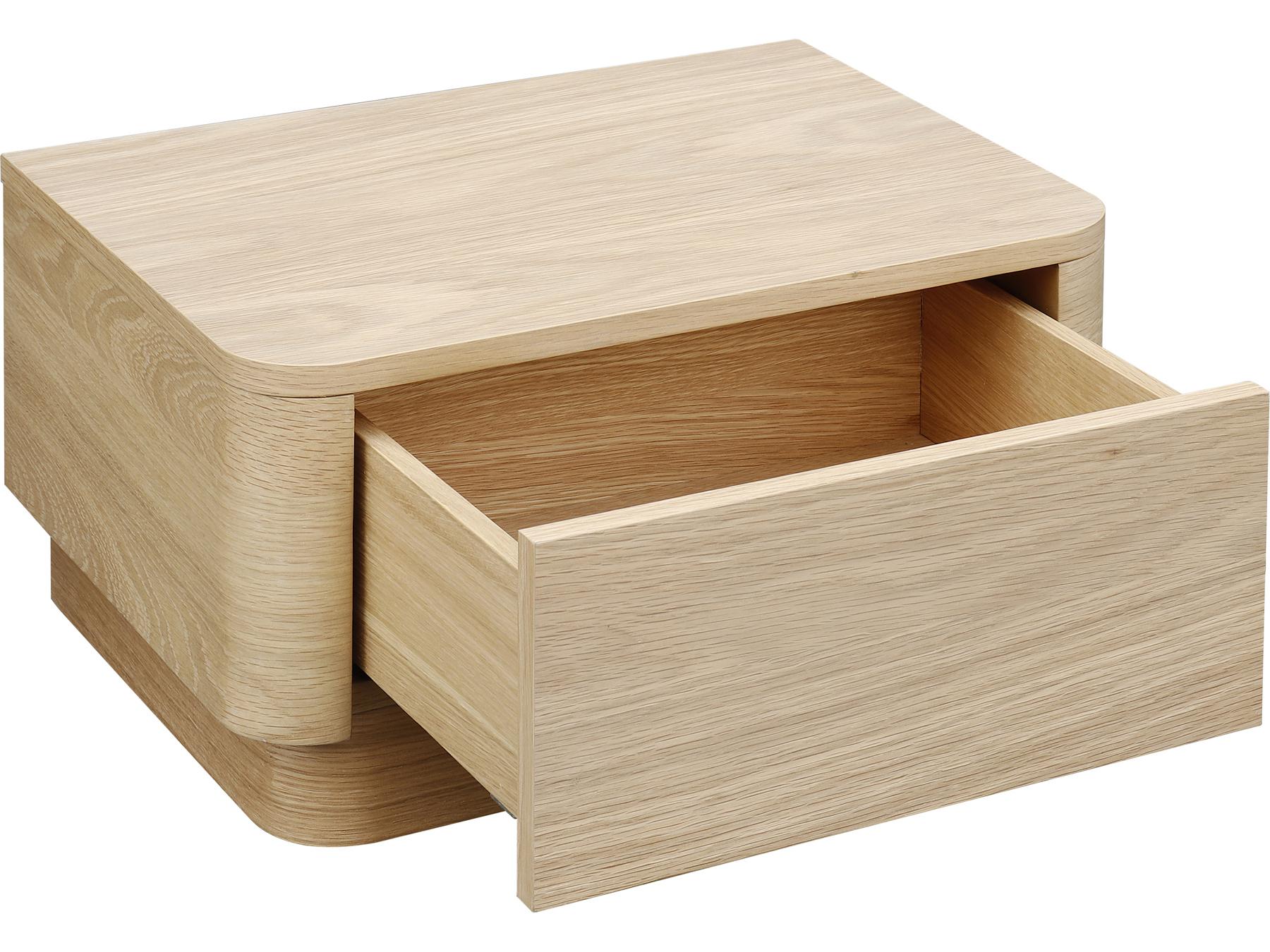 Moe's Home Round Off 1-Drawer Brown Oak Wood Nightstand