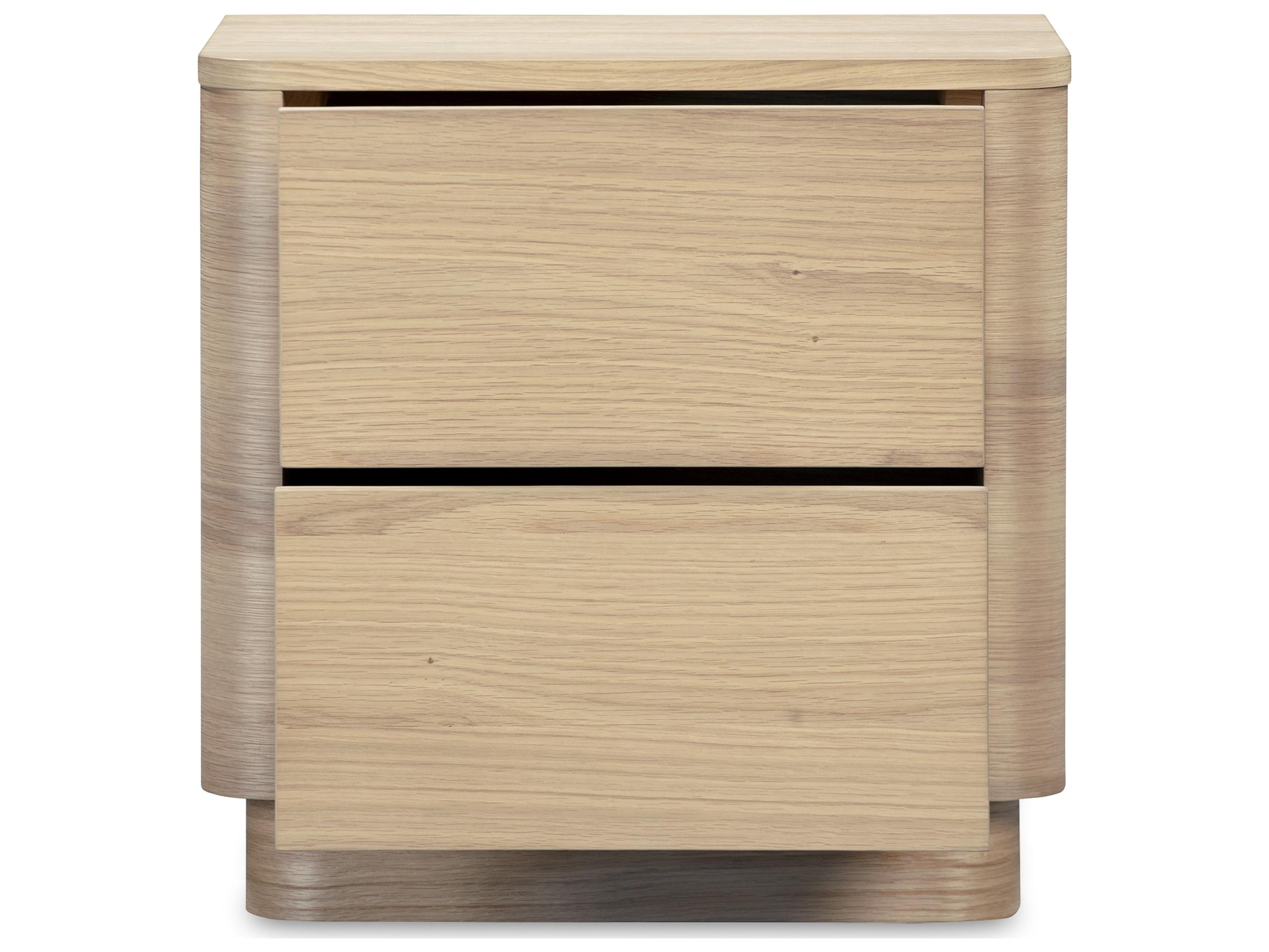 Moe's Home Round Off 2-Drawers Beige Oak Wood Nightstand