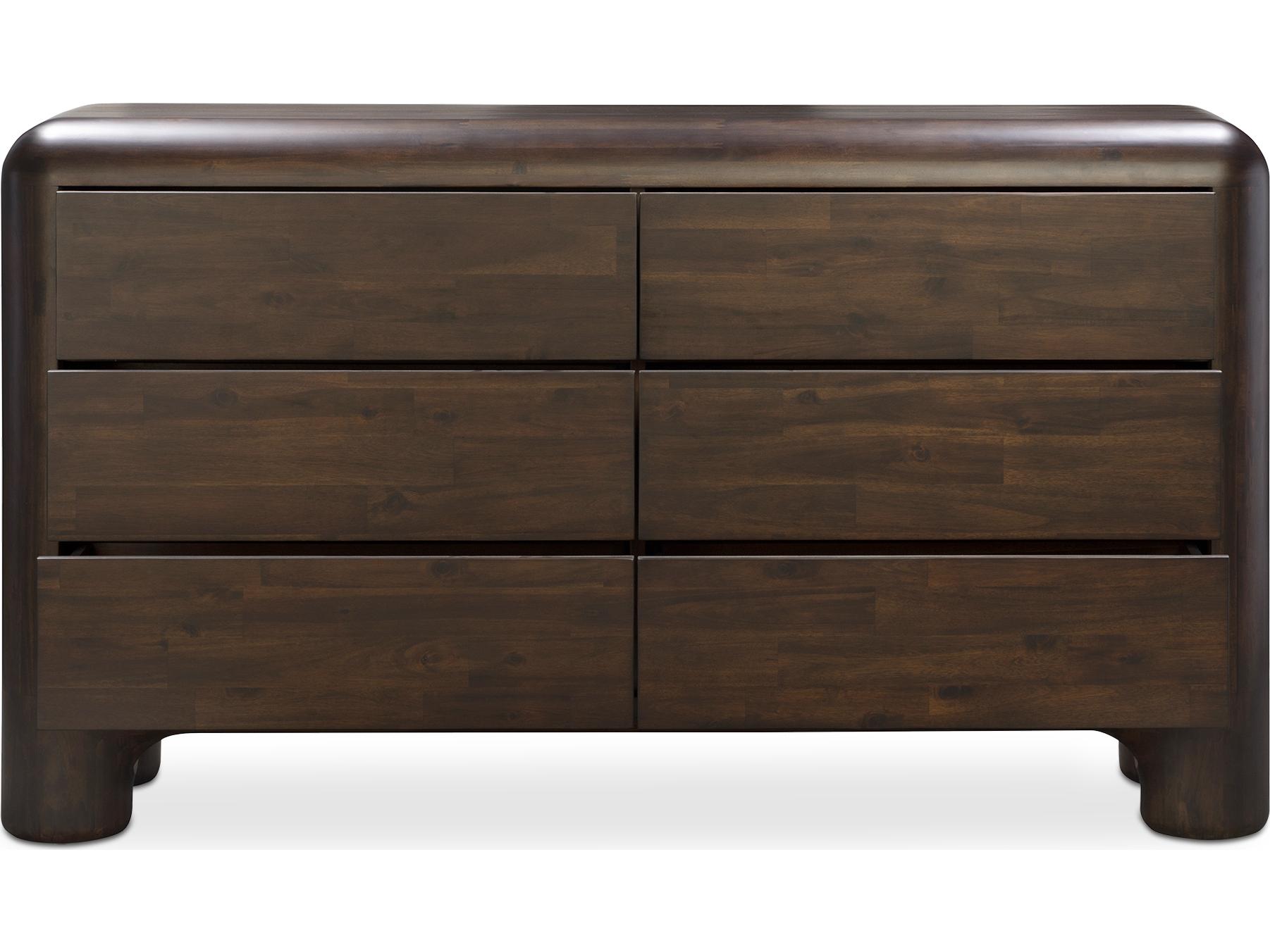 Moe's Home Rowan 6-Drawers Acacia Wood Double Dresser
