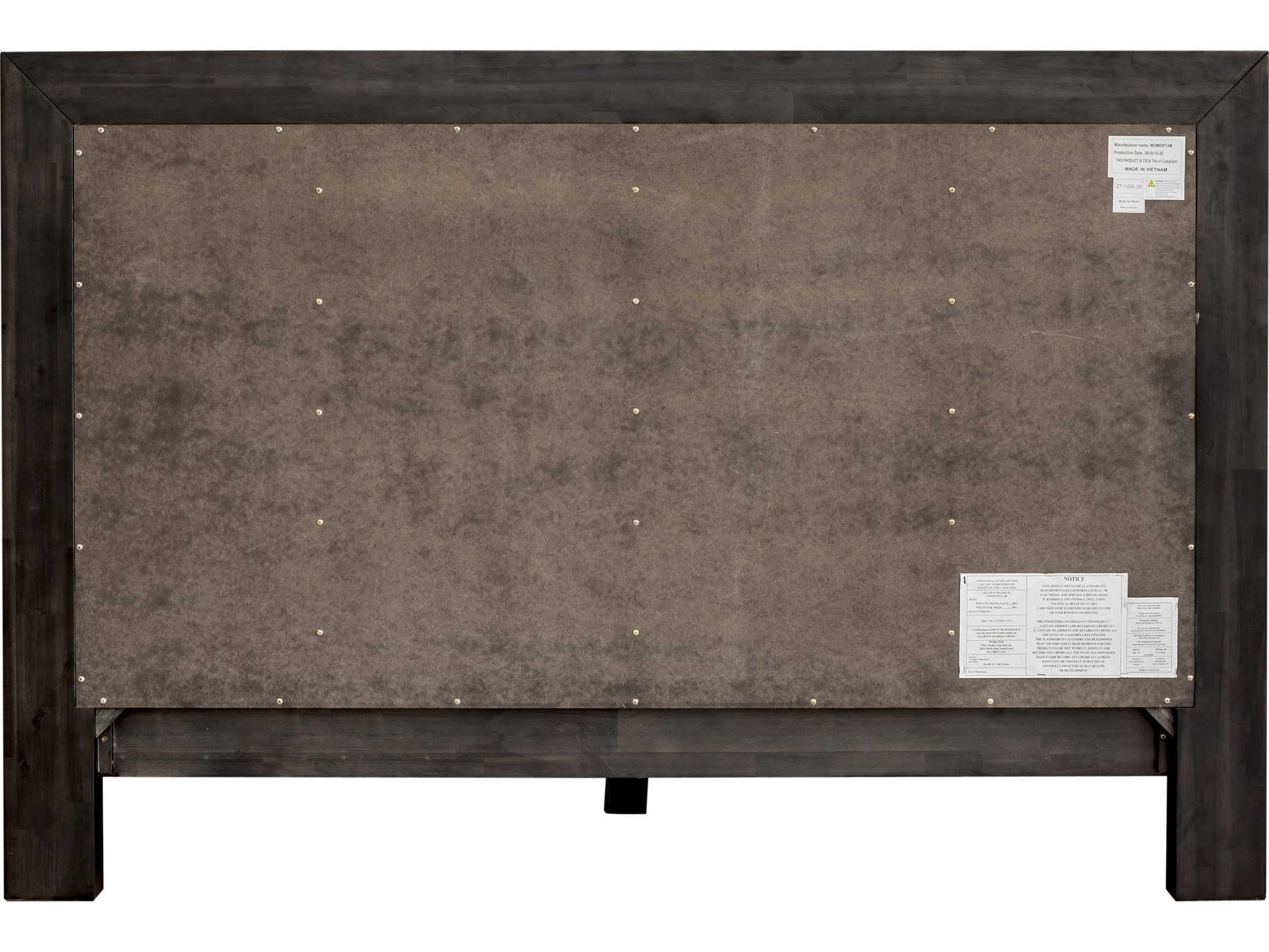 Moe's Home Dark Grey White Cream Acacia Wood Upholstered King Platform Bed