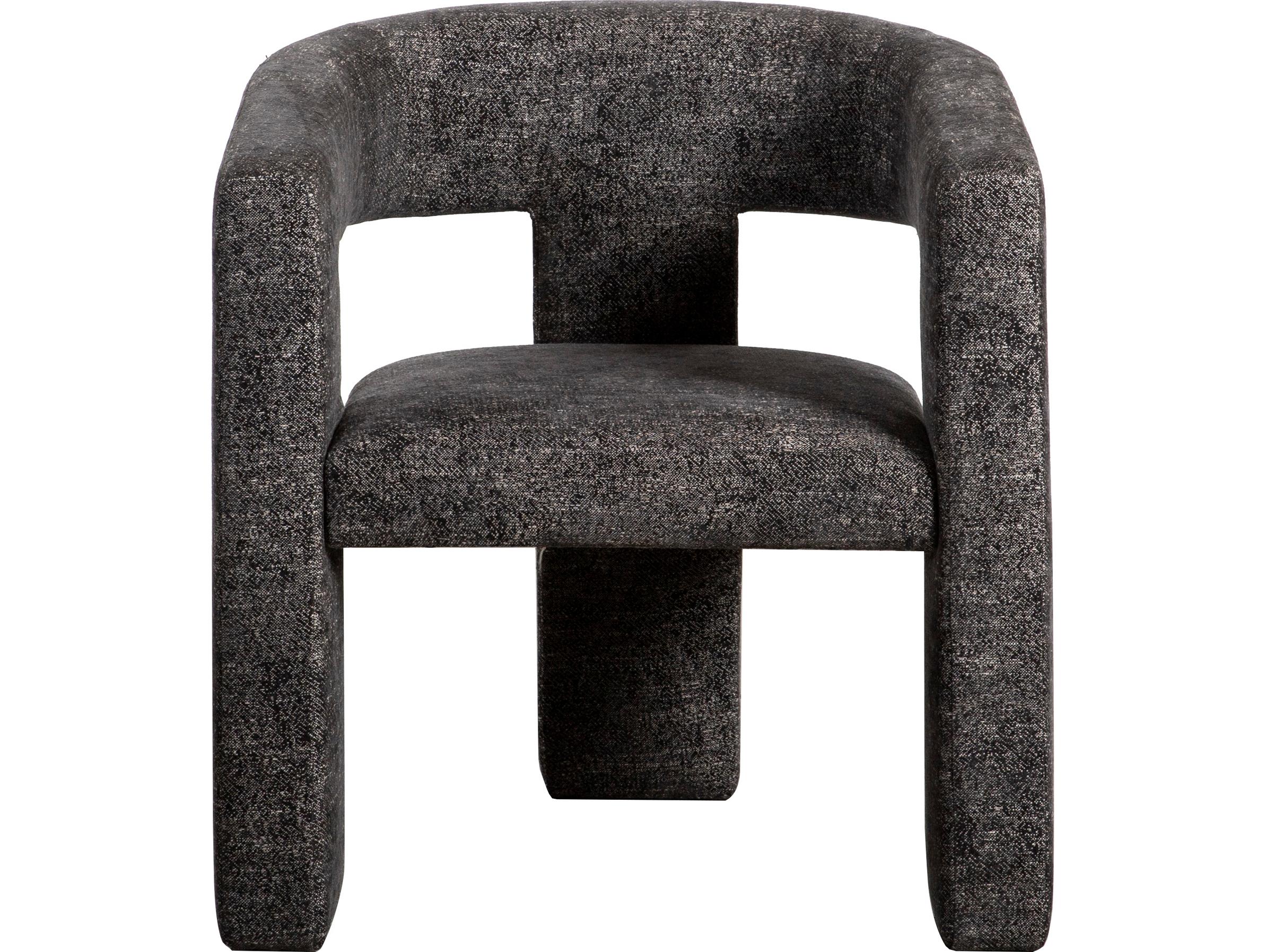 Moe's Home Elo Fabric Ply Wood Black Upholstered Arm Dining Chair