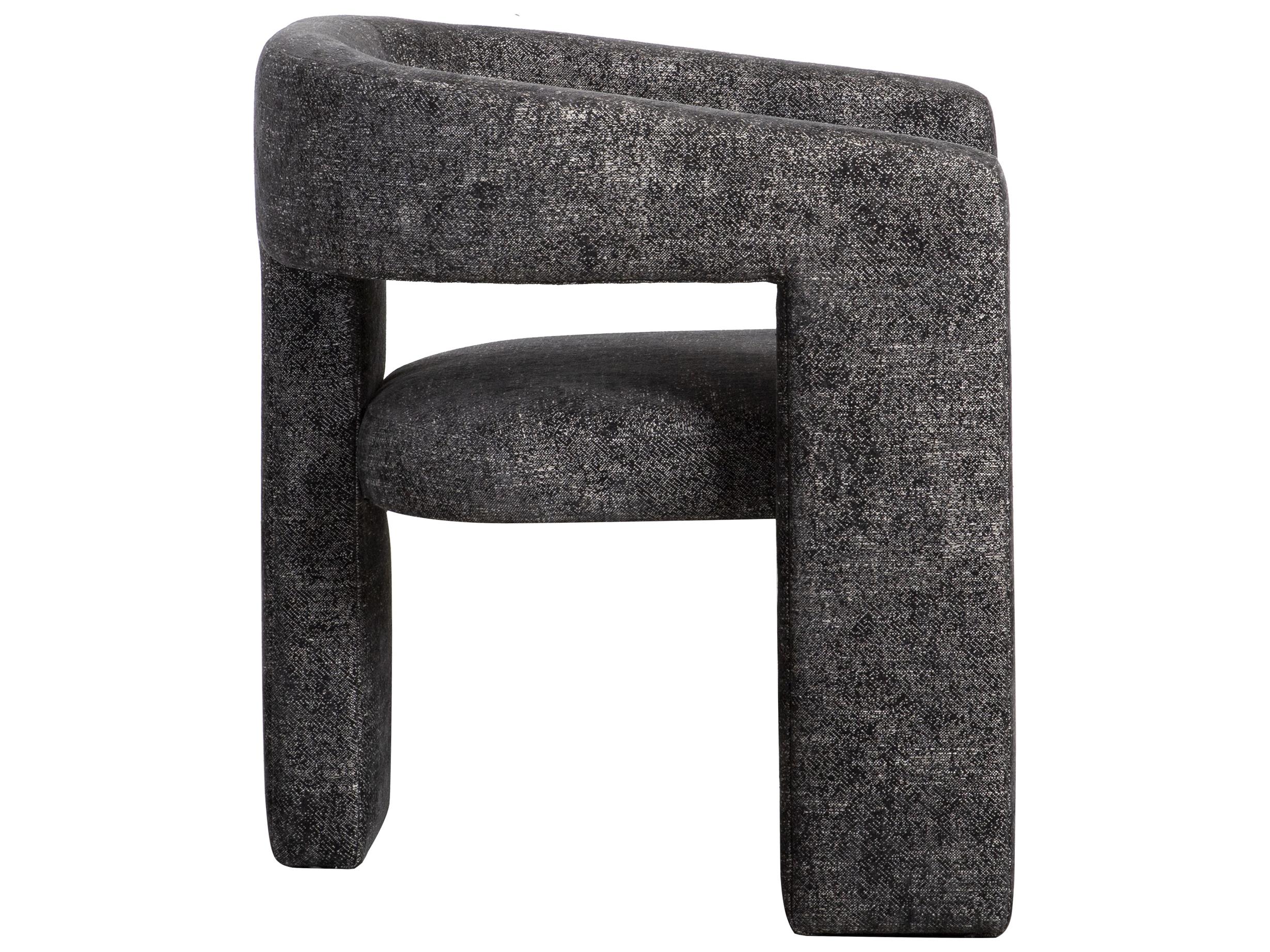 Moe's Home Elo Fabric Ply Wood Black Upholstered Arm Dining Chair