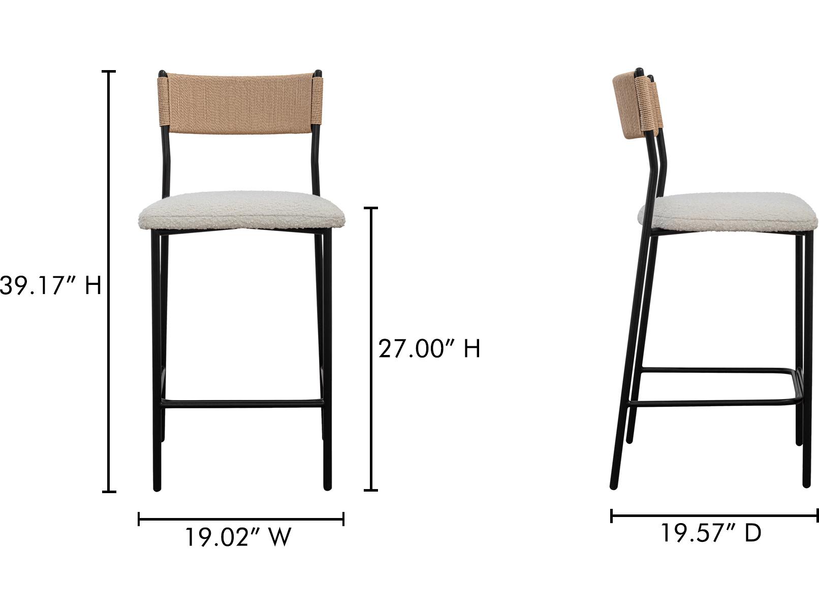 Moe's Home Foley Upholstered White Counter Stool