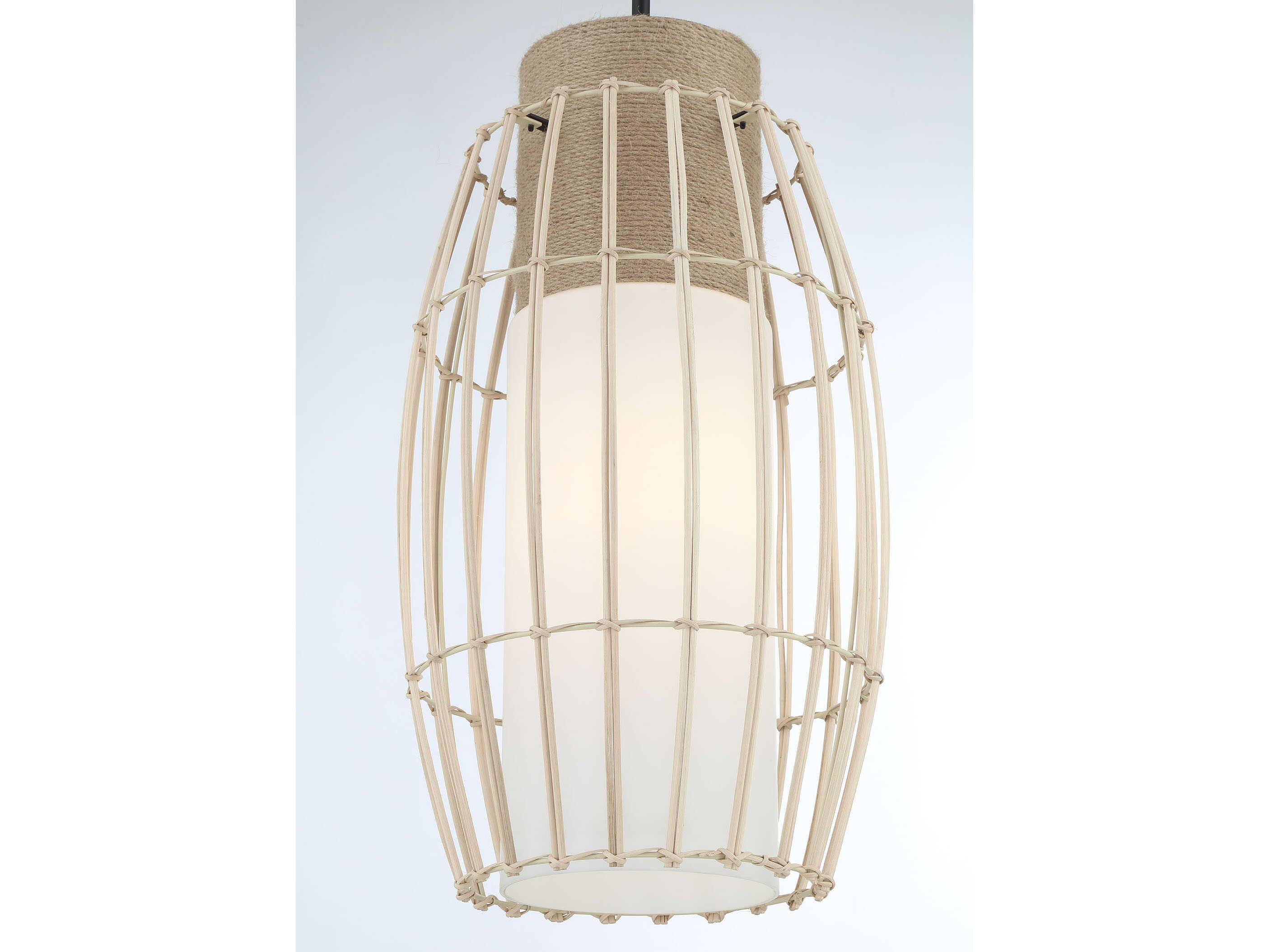 Minka Lavery Watermill 1-Light Coal Natural Rope Black Glass Cylinder Mini Pendant