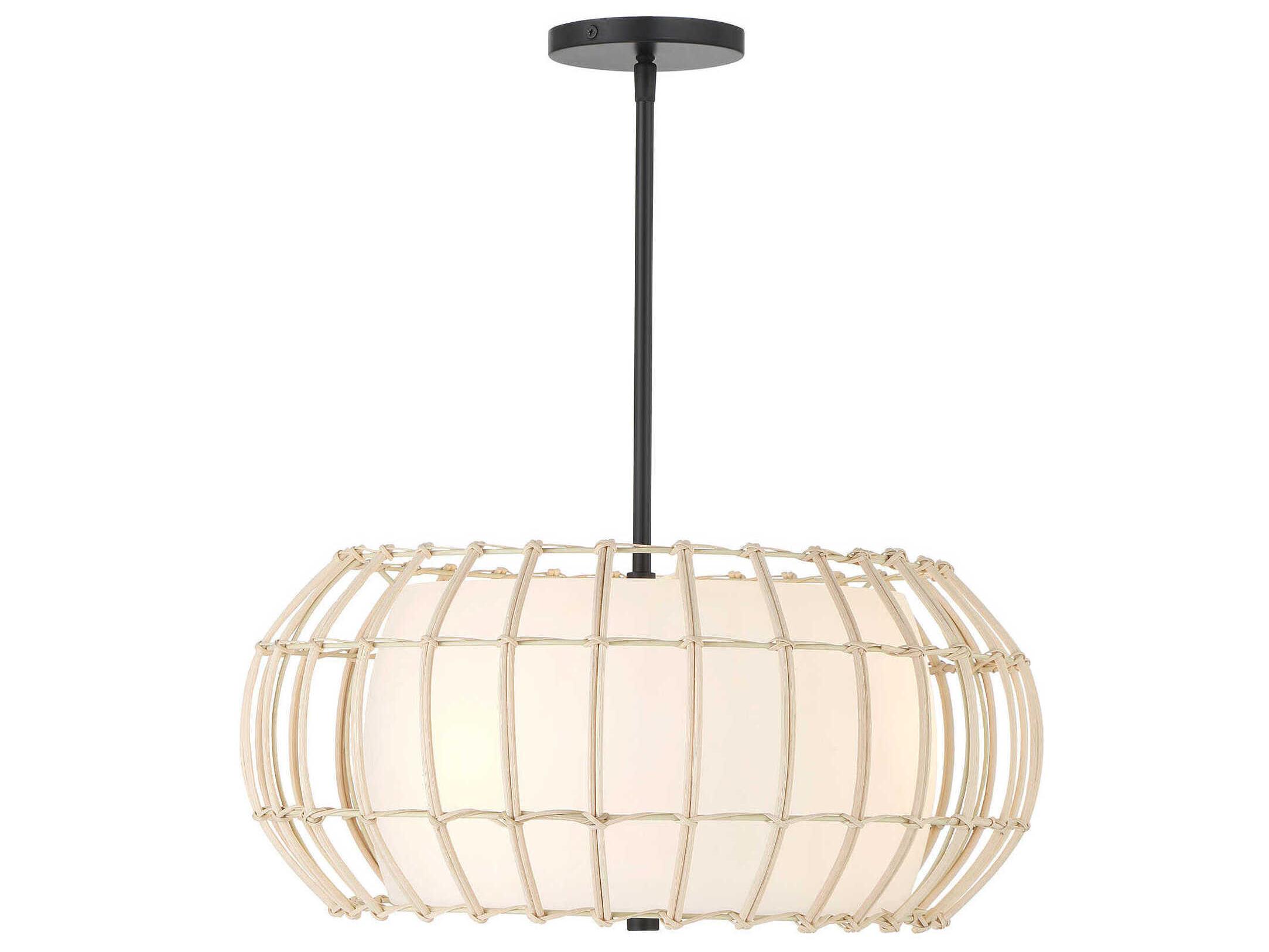 Minka Lavery Watermill 3-Light Coal Black Glass Drum Pendant