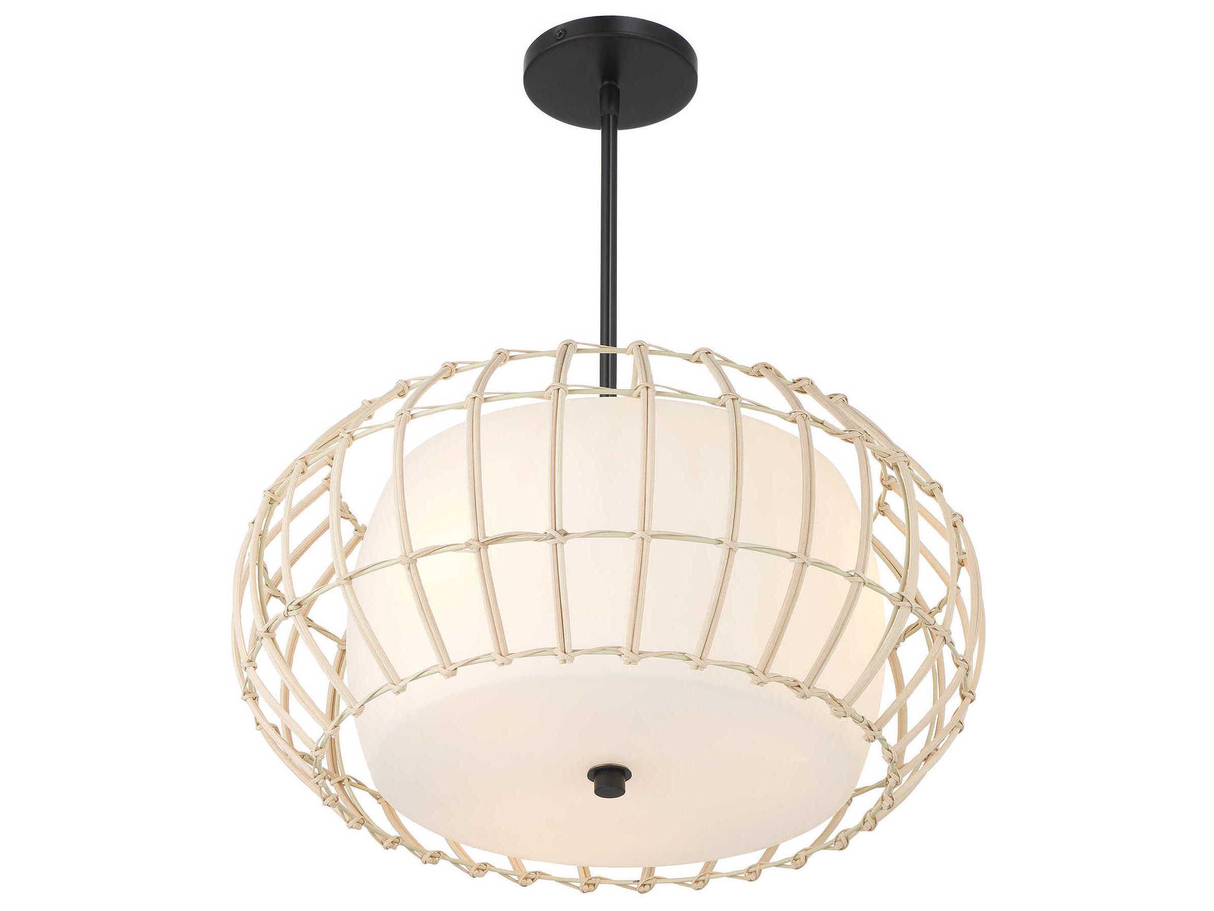 Minka Lavery Watermill 3-Light Coal Black Glass Drum Pendant