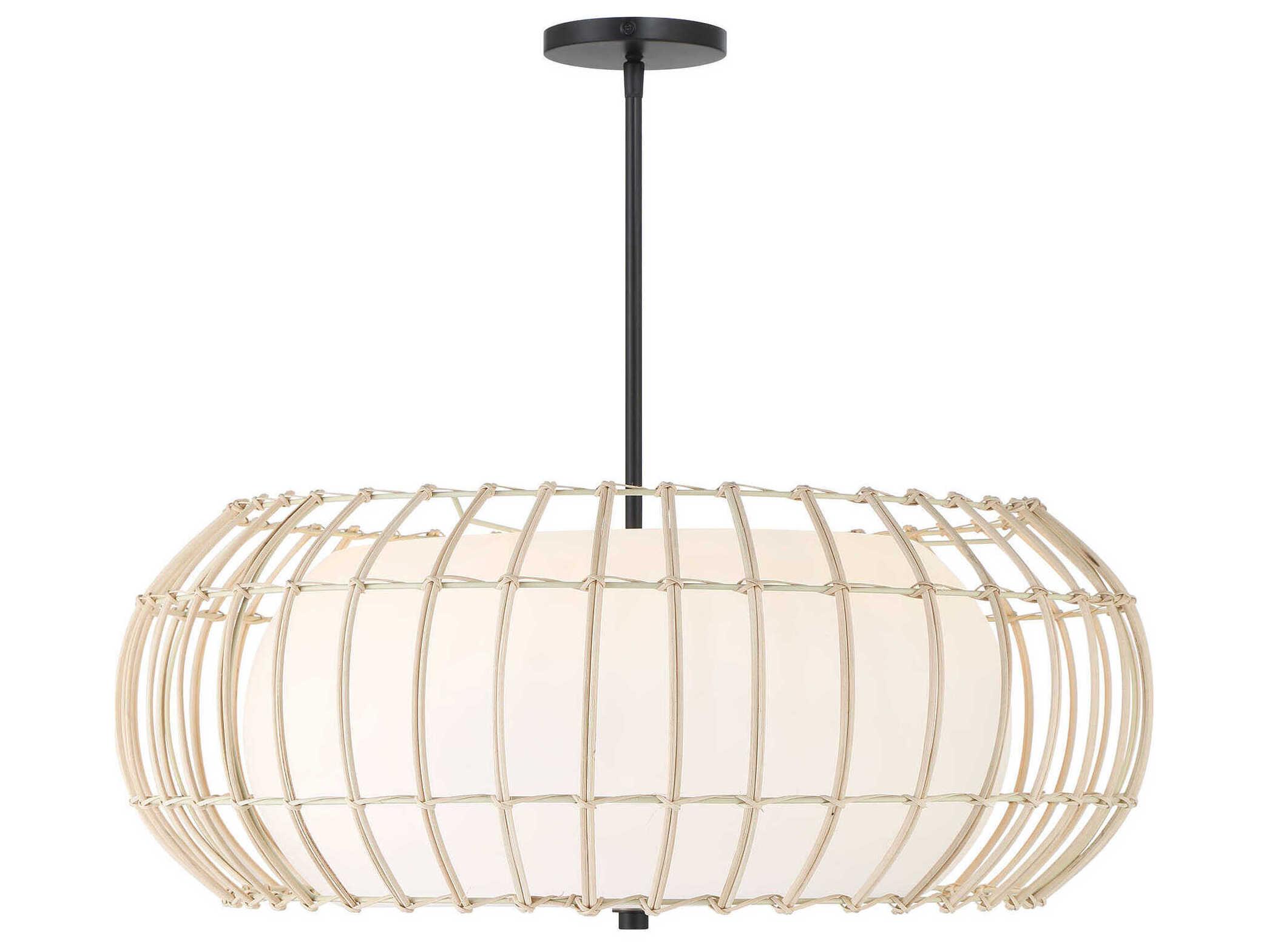 Minka Lavery Watermill 4-Light Coal Black Glass Drum Pendant