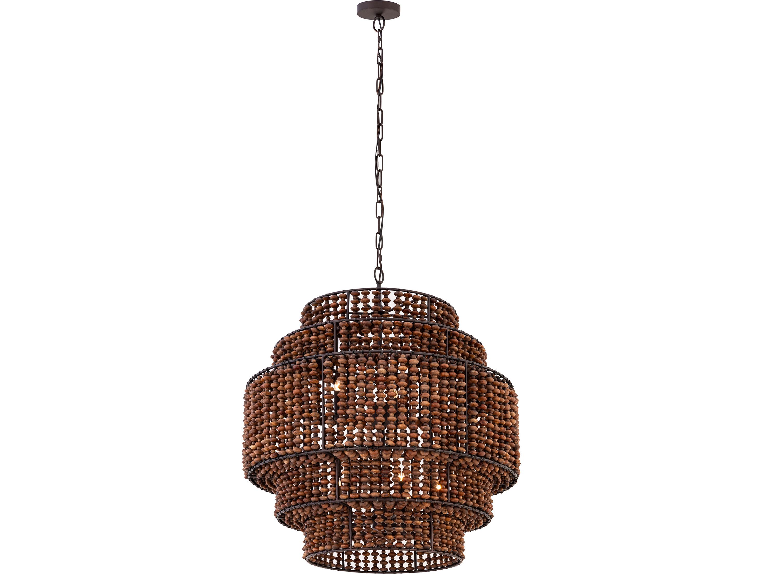 Minka Lavery Beaudelle 9-Light Dark Bronze Drum Tiered Pendant