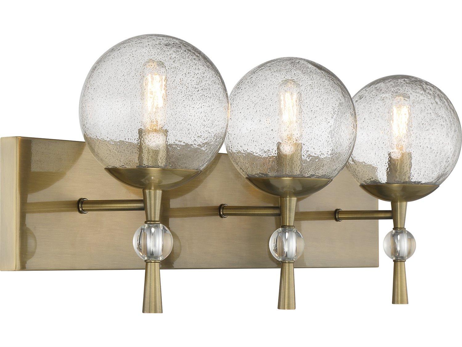 Minka Lavery Populuxe 3-Light Oxidized Aged Brass Glass Vanity Light