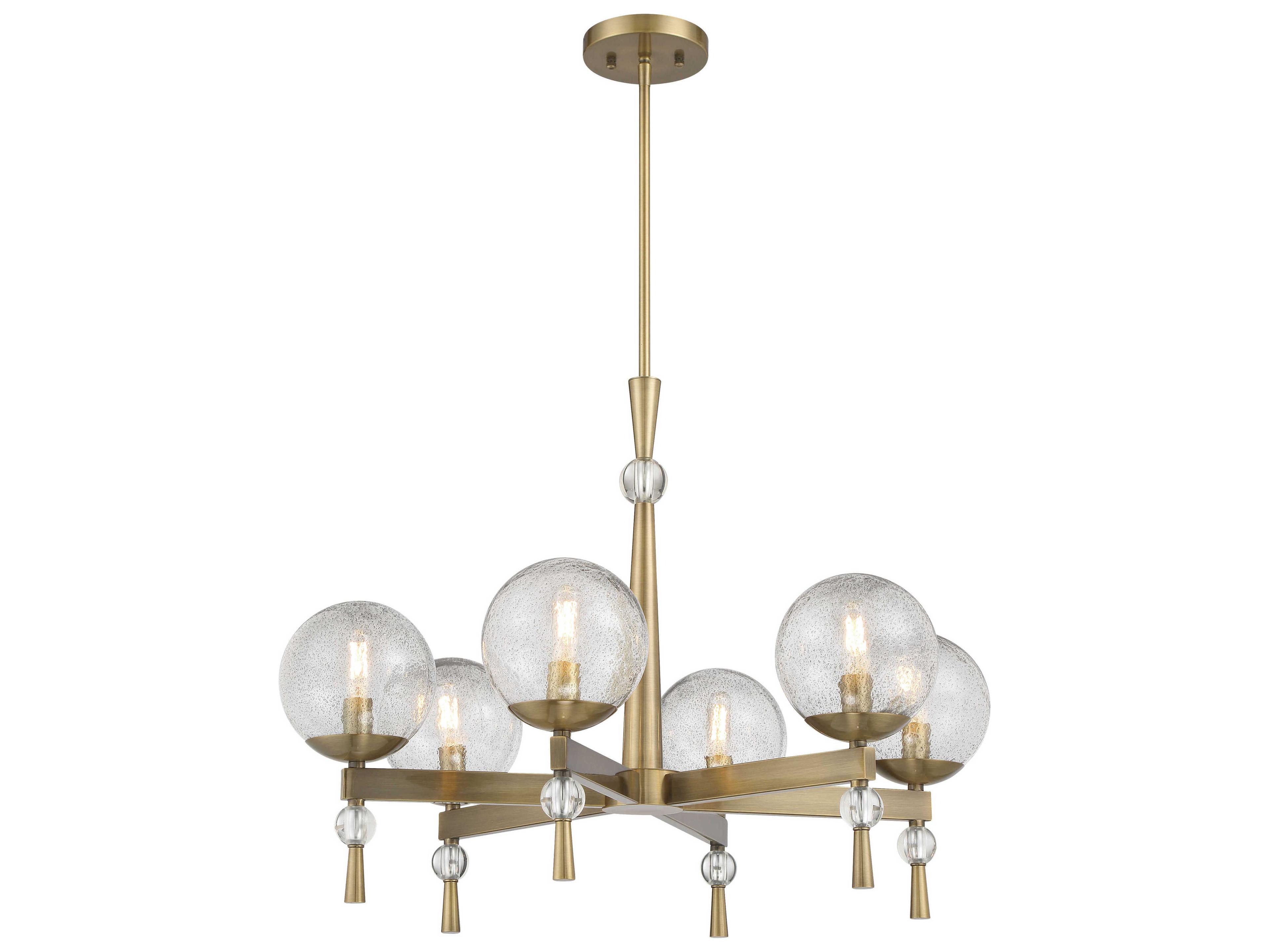 Minka Lavery Populuxe 6-Light Oxidized Aged Brass Glass Candelabra Globe Chandelier